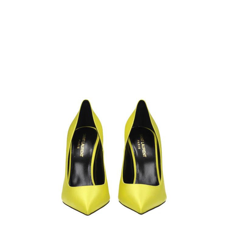 Saint Laurent Paris o1b1hav111224 Instnct 110 Crepe Narcissus Pumps in Yellow Size US 5 / IT 35 - 3 Thumbnail