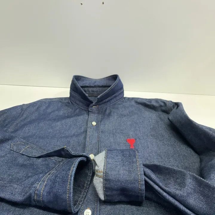 AMI AMIPARIS Blue Logo Embroidered Denim Jacket -2507 Size US M / EU 48-50 / 2 - 9 Thumbnail