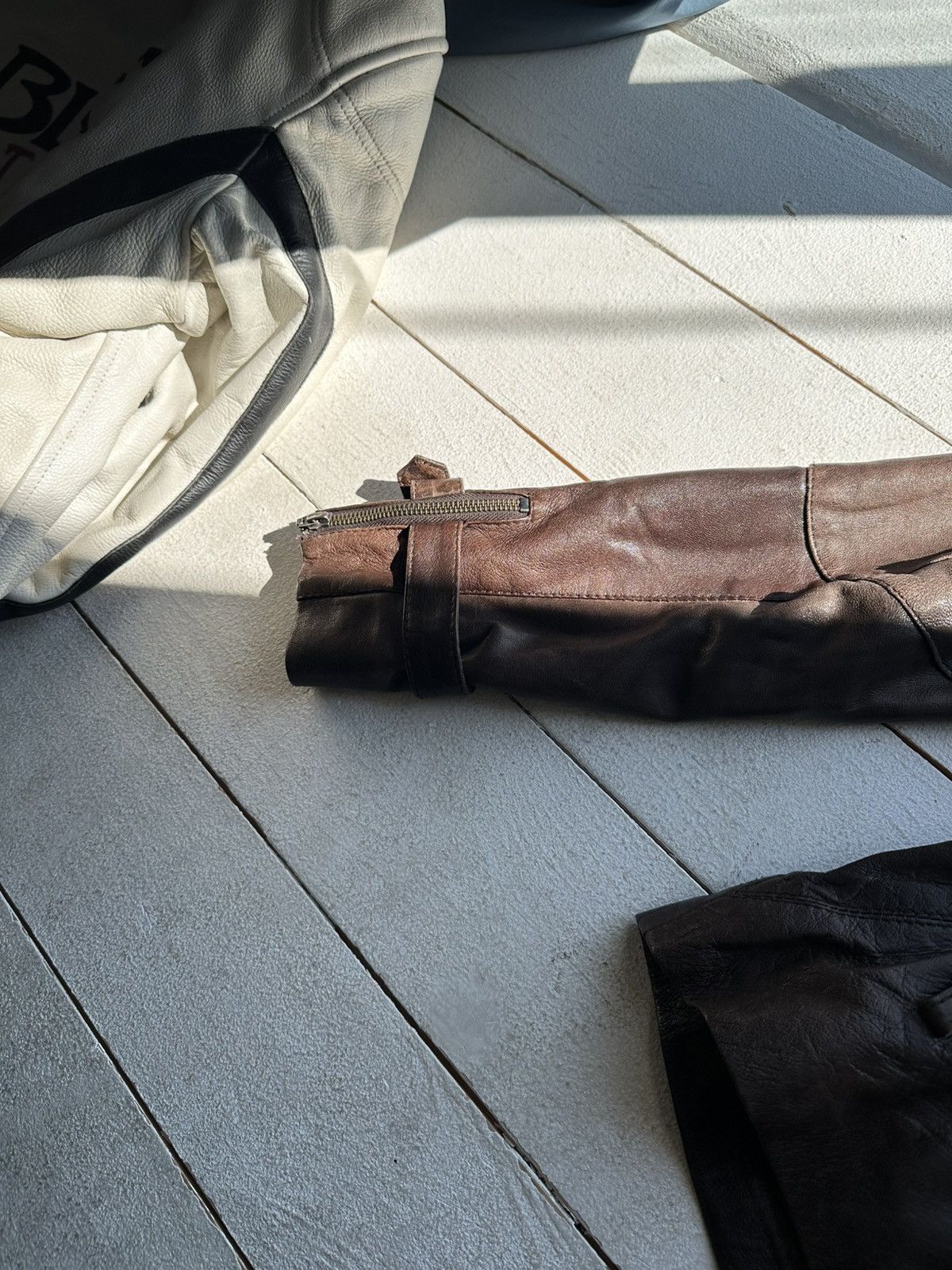 Other 🚨Y2K RICK OWENS TYPE DIRTY SLIM FIT ZIP LEATHER JACKET Size XS / US 0-2 / IT 36-38 - 12 Thumbnail