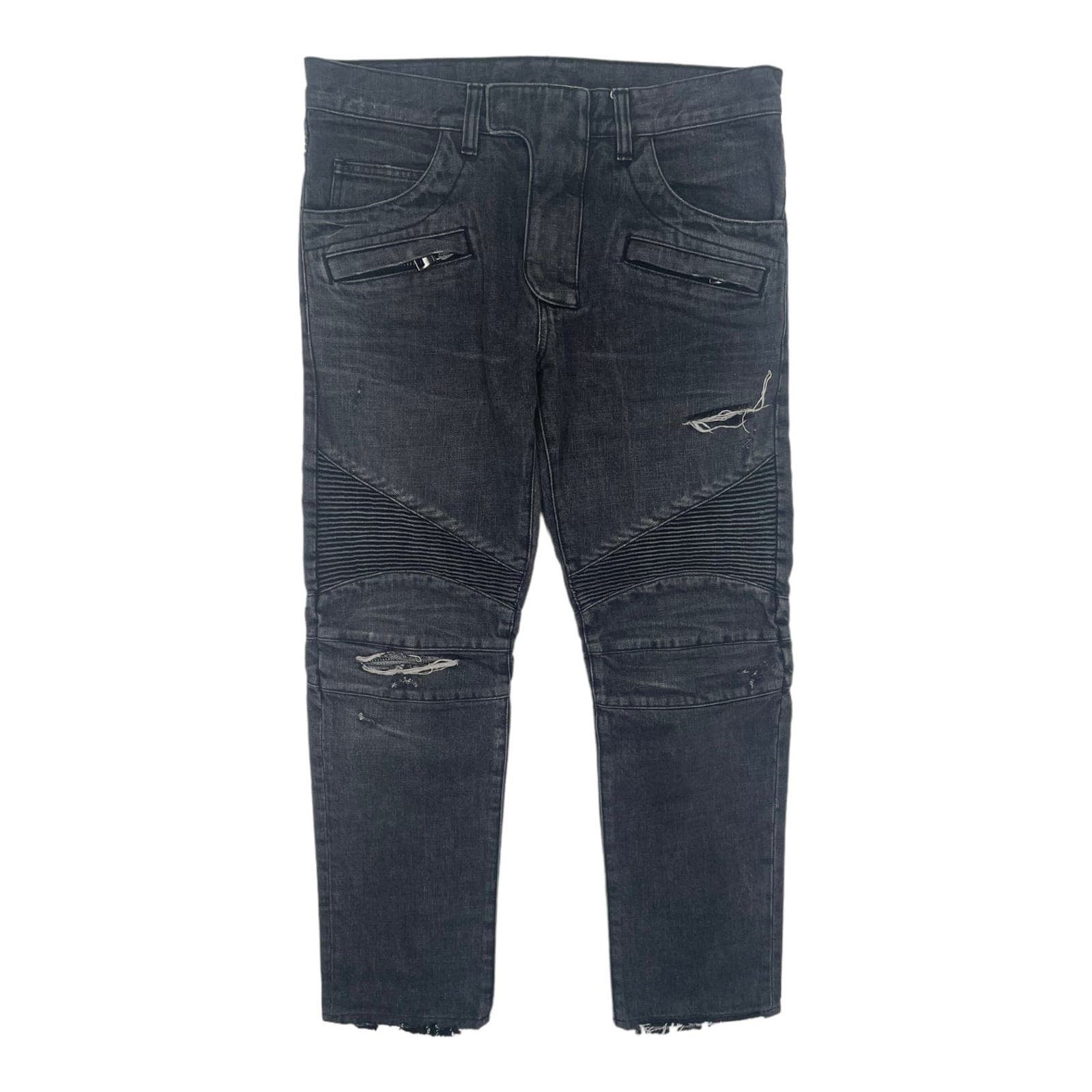 Image of Balmain Biker Cargo Denim Black Pre-Owned, Men's (Size 30)