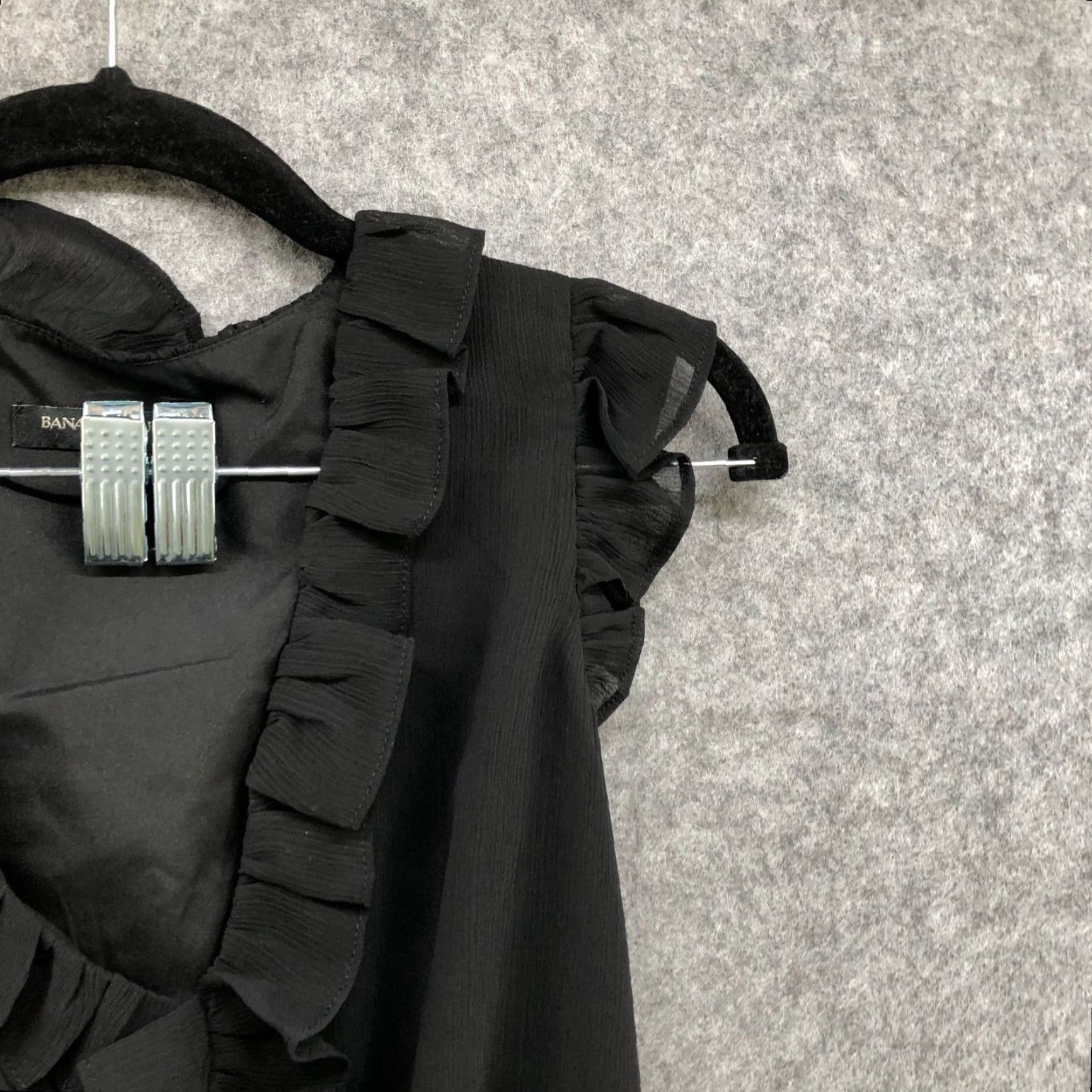 Banana Republic Banana Republic Blouse Womens XS Black V-Neck Sleeveless Ruffle Peplum Chiffon Shirt Size XS / US 0-2 / IT 36-38 - 5 Thumbnail