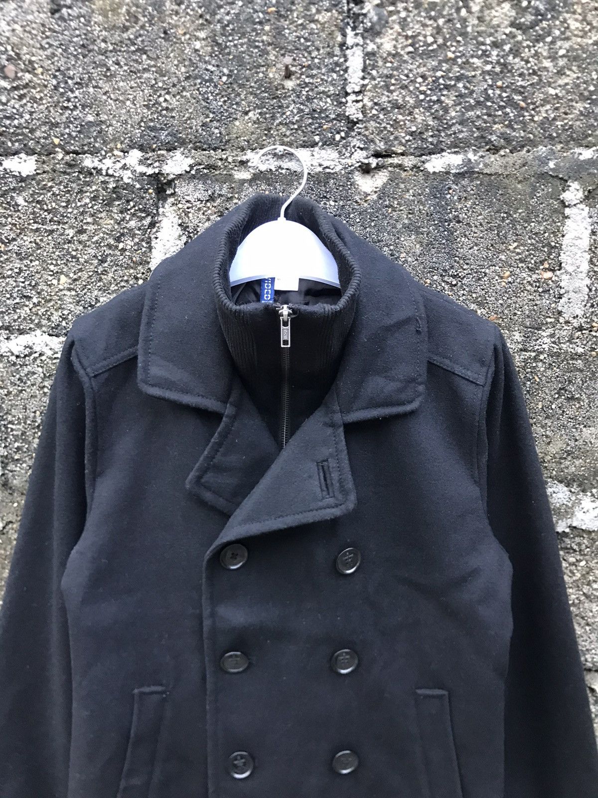 H&M × Japanese Brand × Seditionaries 🌟H&M Black Wool Zip Peacoat Double Breasted Size US S / EU 44-46 / 1 - 8 Thumbnail