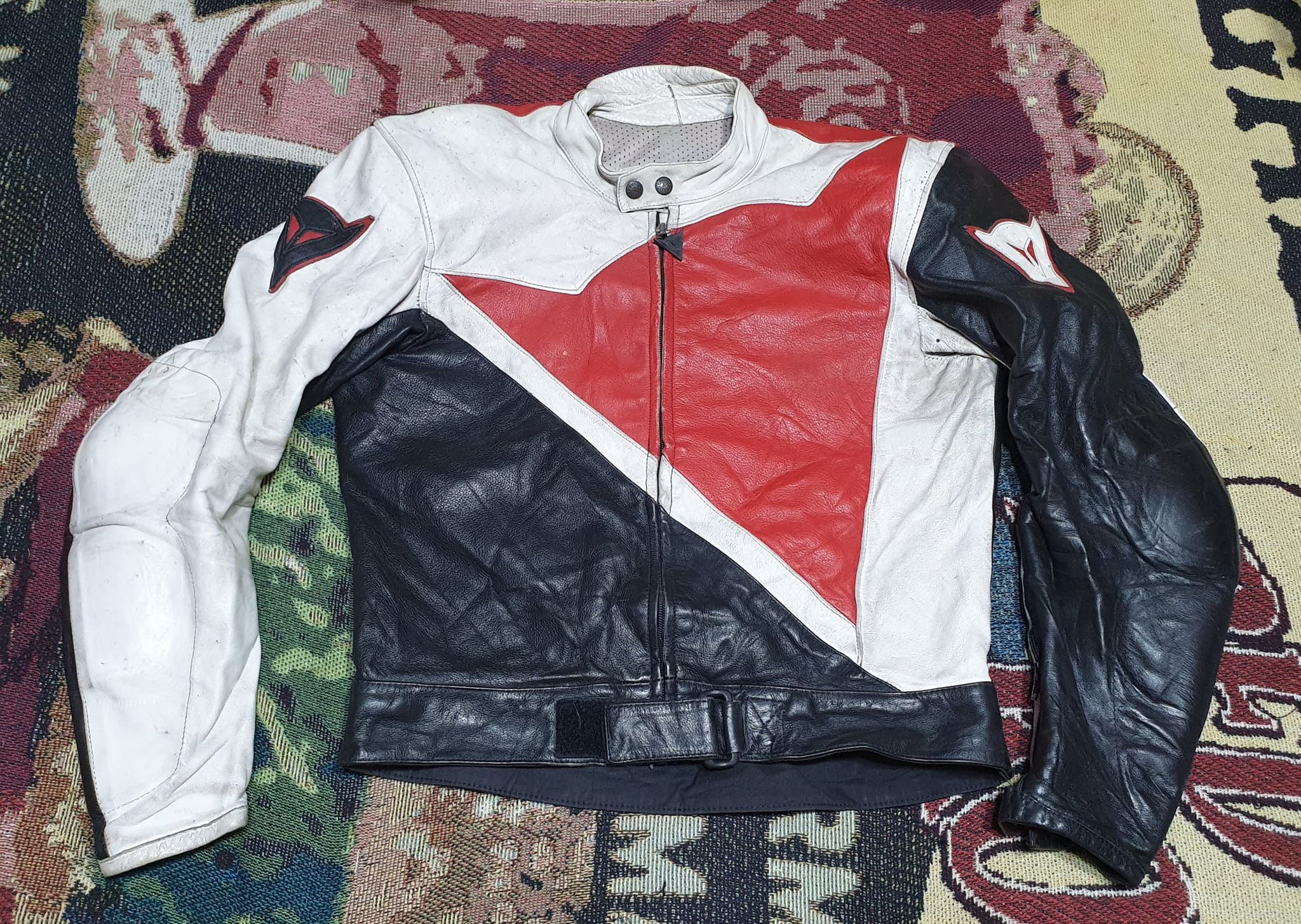 image of Jacket Dainese × Moto × Racing in Black White Red, Men's (Size XS)