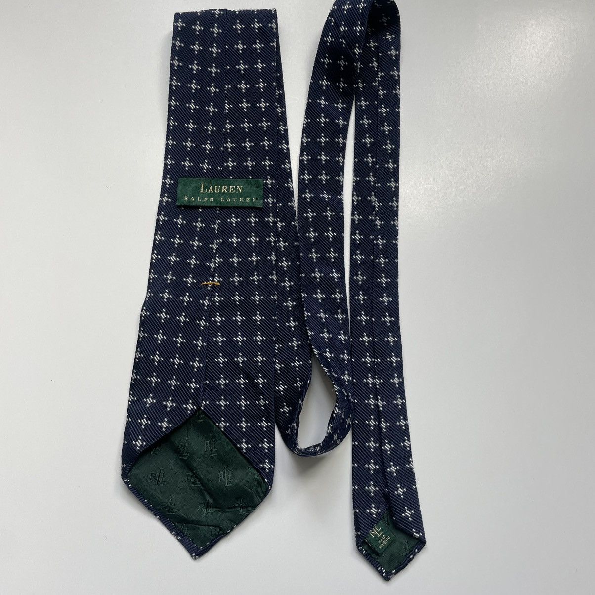 Polo Ralph Lauren Ralph Lauren Blue and White Green Label Geometric Tie Size ONE SIZE - 7 Thumbnail