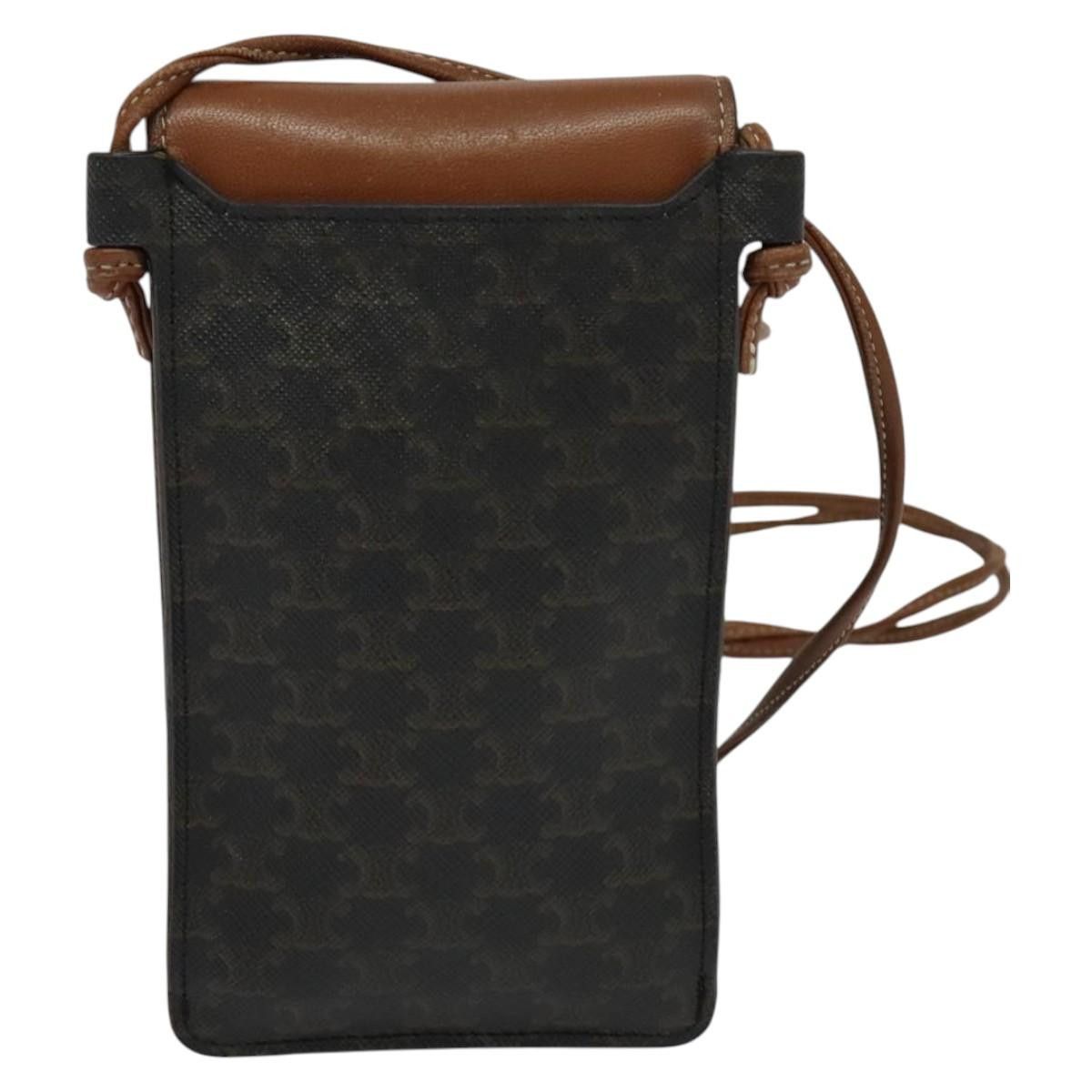 Celine CELINE Triomphe Cell Phone Case Shoulder Bag Pvc Black Size ONE SIZE - 3 Thumbnail