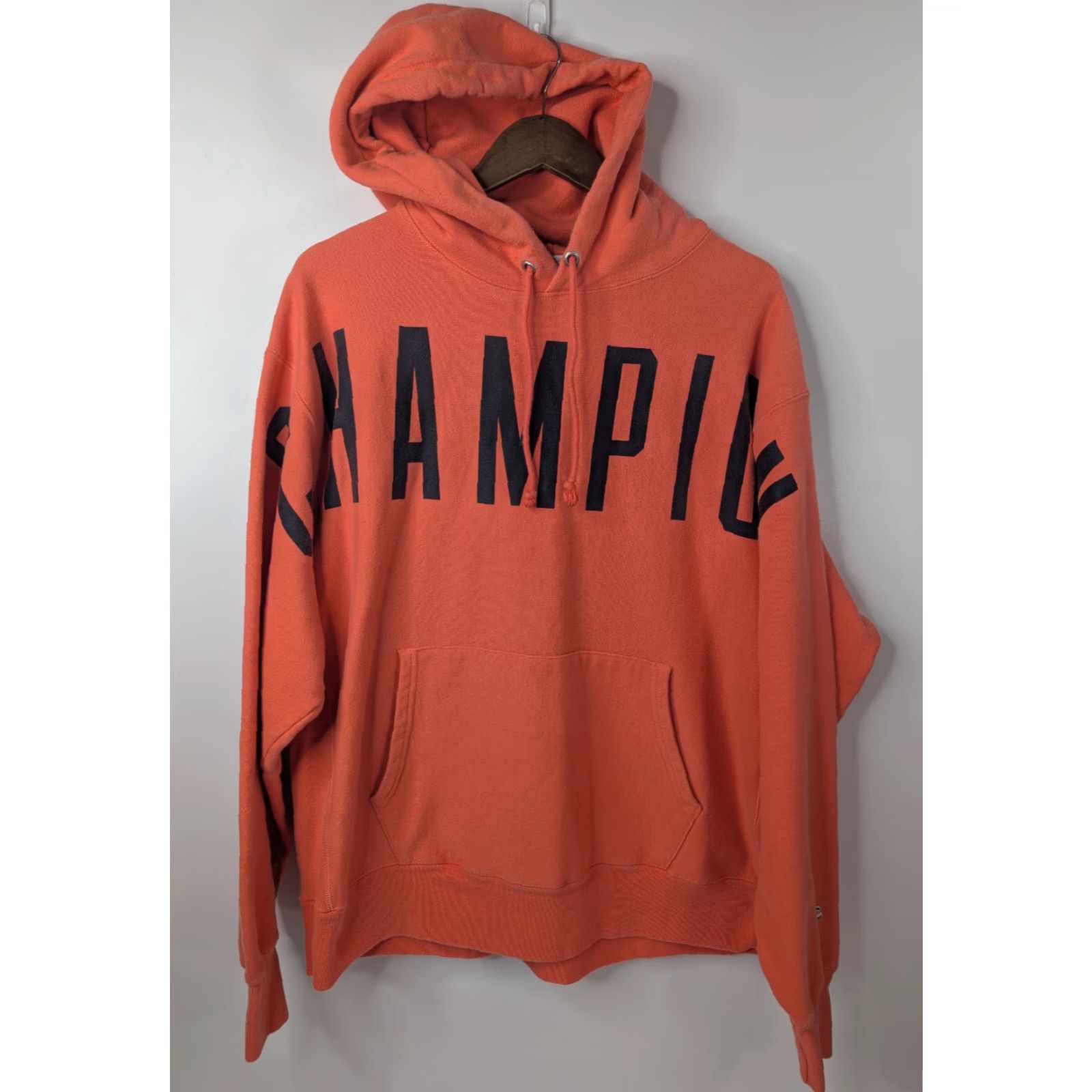 Champion VINTAGE Champion Reverse Weave Hoodie Mens XL Orange Spell Out Pullover Fleece Logo Size US XL / EU 56 / 4 - 5 Thumbnail