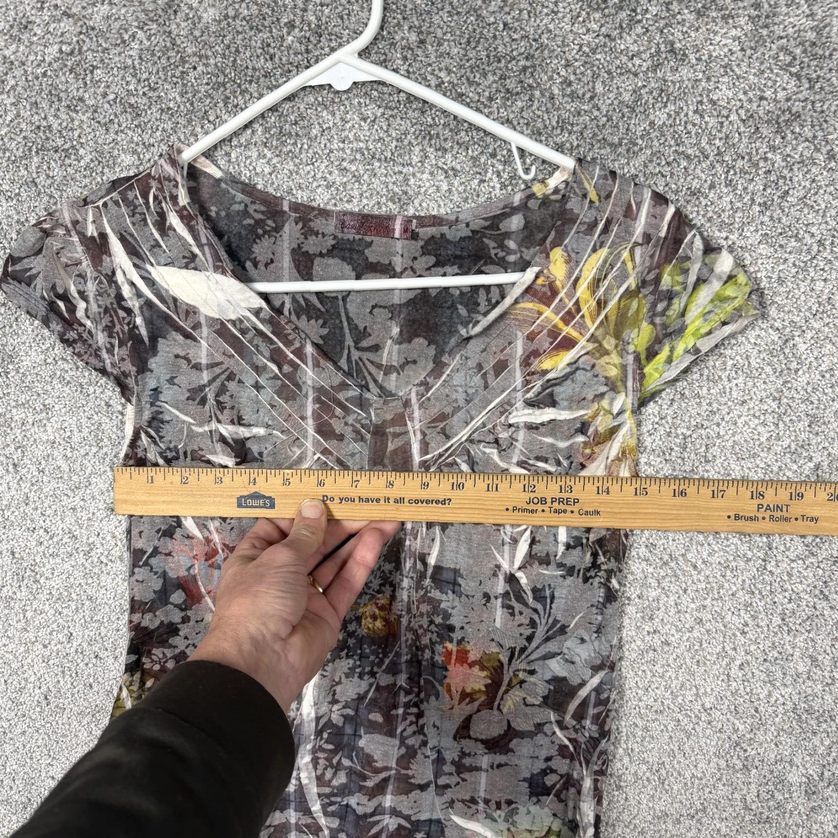 Vintage Casual Freedom Blouse Womens M Gray Floral V-Neck Boho Fairycore Y2K Size M / US 6-8 / IT 42-44 - 3 Thumbnail