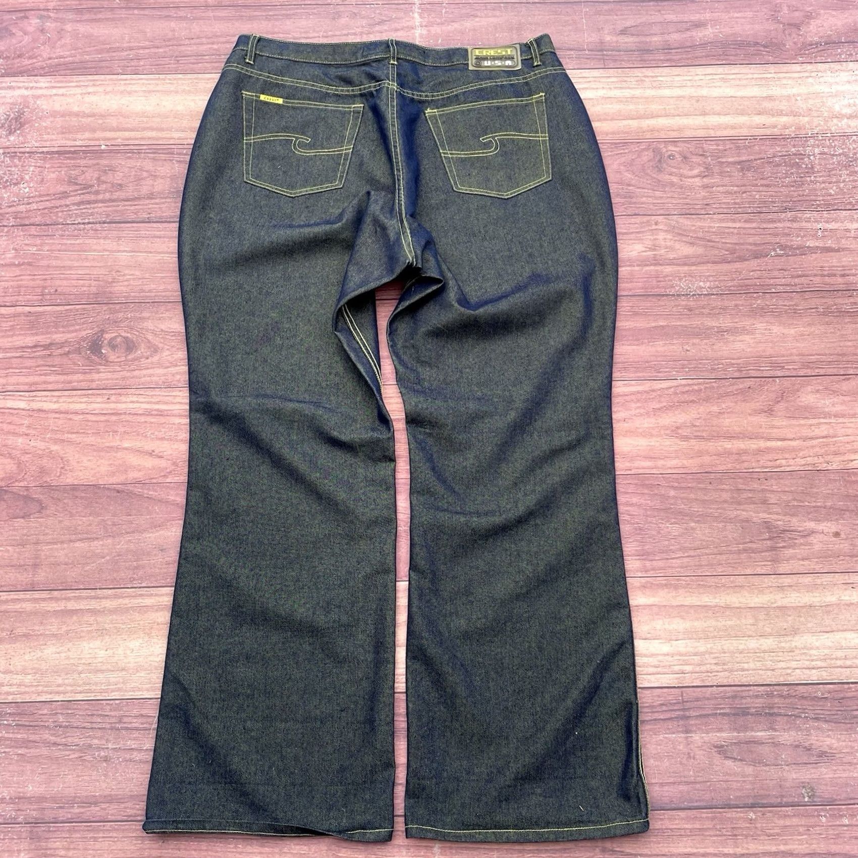 Denime VINTAGE Crest Jeans Wide-Leg Denim Jeans 24W Women Blue Lime Green Y2K Baggy Grunge Hip Hop 33.5in Inseam Womens Size 42" / US 20 - 2 Thumbnail