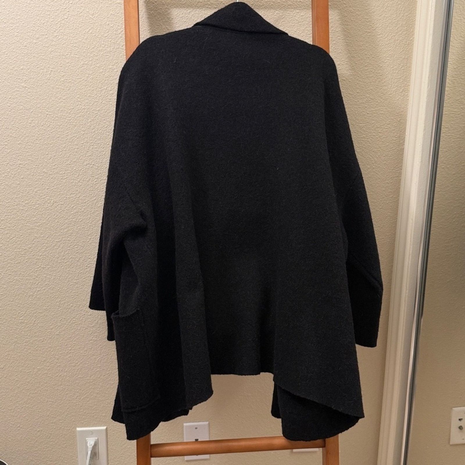 Other Gispa Donna Italy alpaca draped Black Oversized Coat Size L / US 10 / IT 46 - 7 Thumbnail