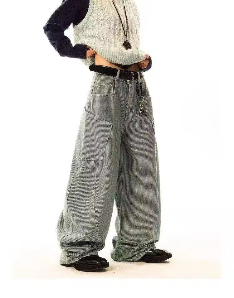 Japanese Brand × Vintage Streetwear Side Pockets Vertical Striped Jean Unisex Size US 30 / EU 46 - 2 Thumbnail