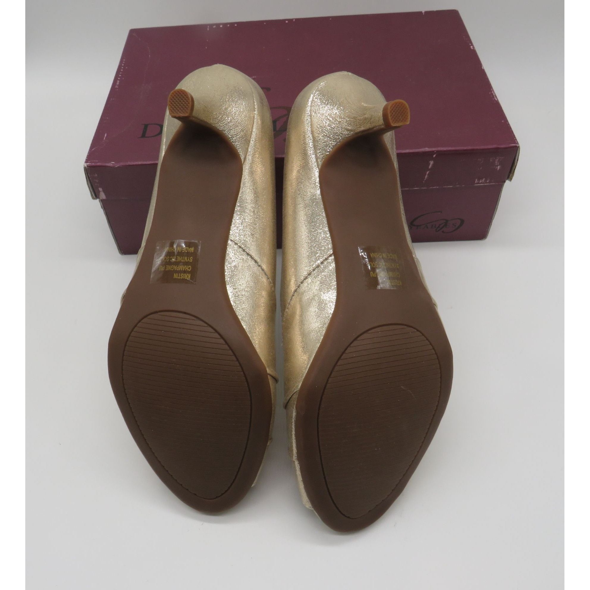 Other Dyeables Champagne Peep-Toe 2.5 Inch Heel Shoes Rhinestone 9 Size US 9.5 / IT 39.5 - 6 Thumbnail