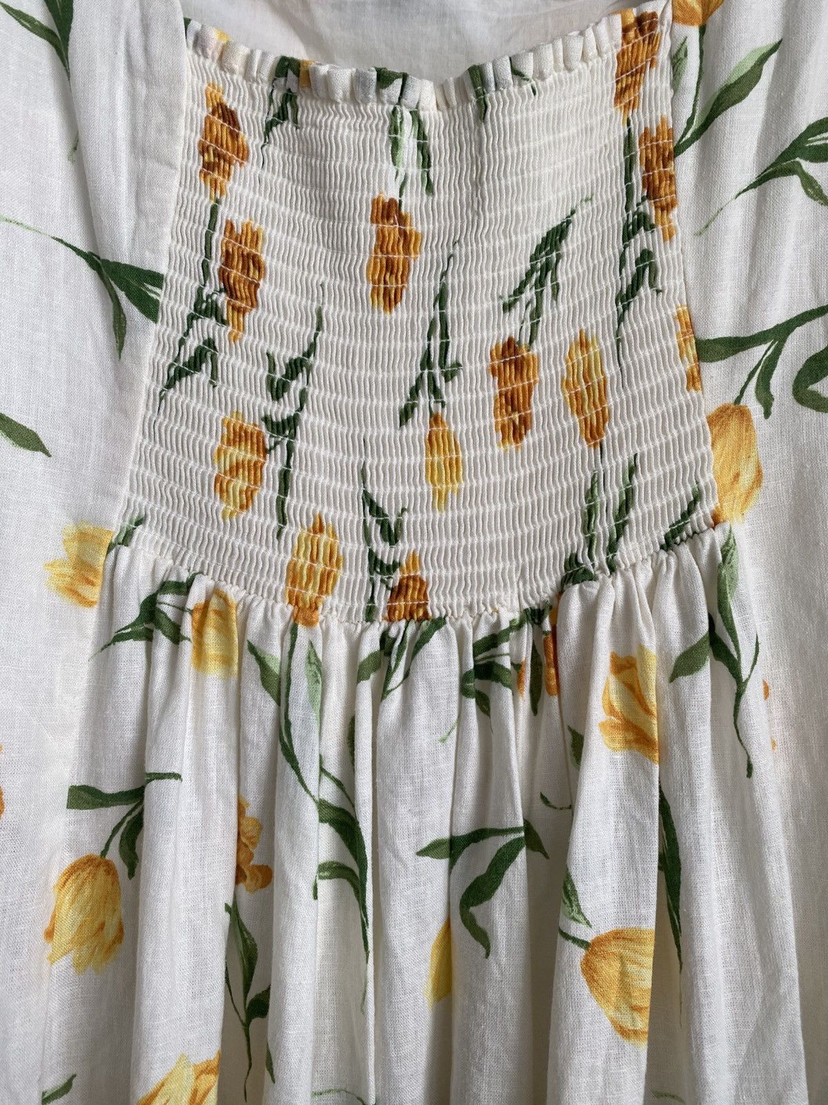Joie JOIE SZ14 White/yellow Floral Linen blend Midi Dress-NWT Size XL / US 12-14 / IT 48-50 - 9 Thumbnail