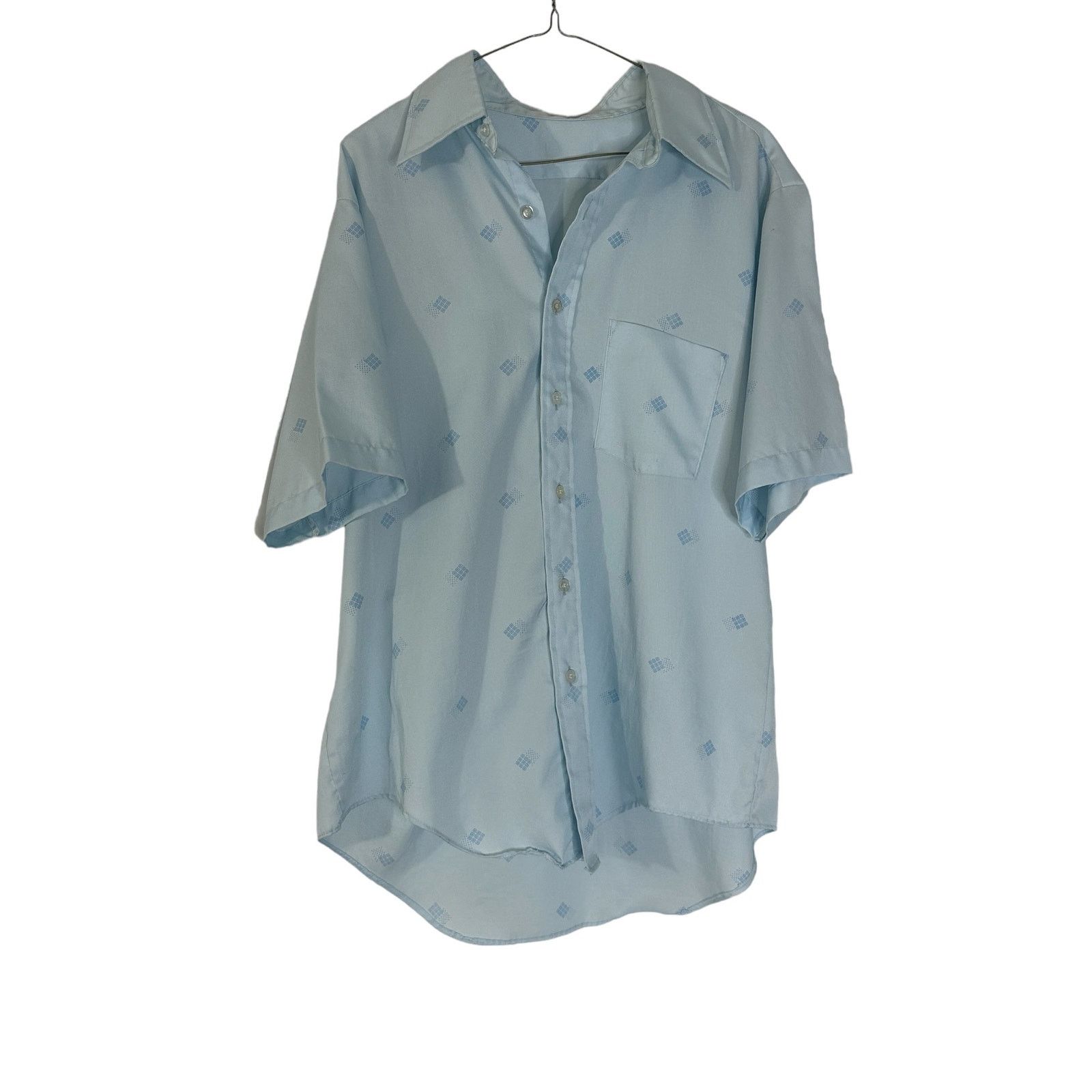 Vintage Vintage 1970' s Men's Blue Dagger Collar Shirt XL Size US XL / EU 56 / 4 - 2 Thumbnail