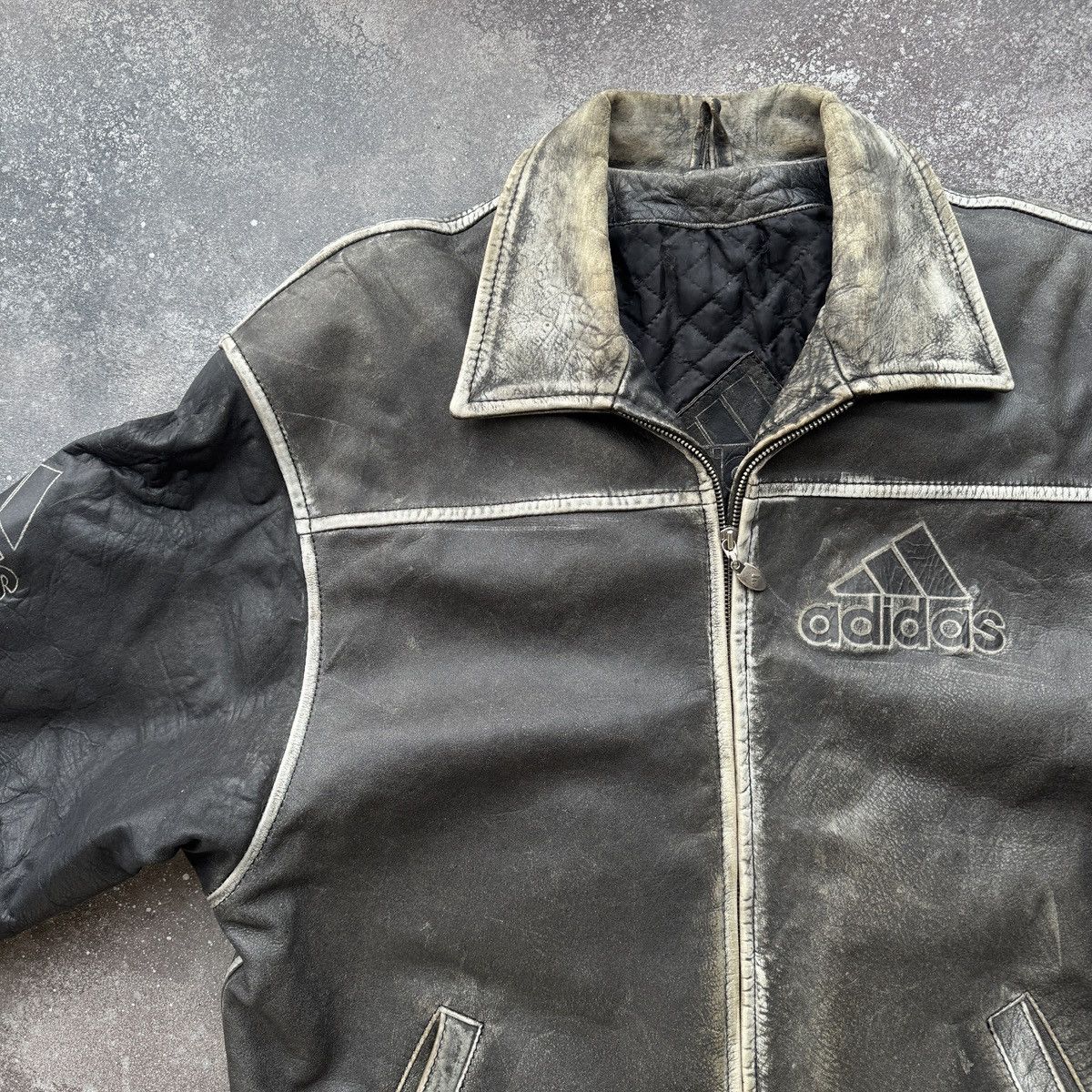 Adidas Adidas Equipment 90s Vintage Rare Real Faded Leather Jacket Size US L / EU 52-54 / 3 - 5 Thumbnail