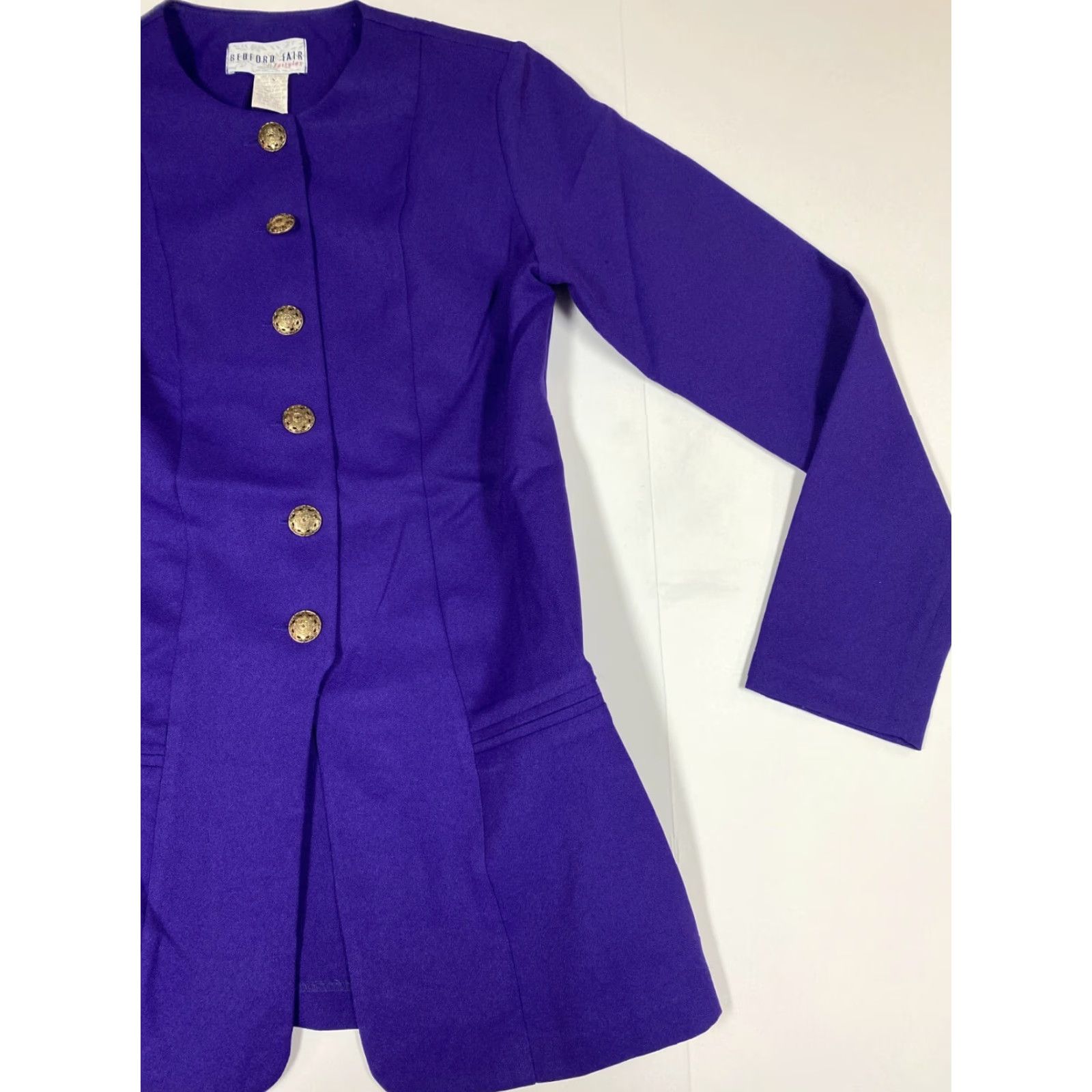 Vintage Bedford Fair Jacket Womens Blue Lightweight 6 Tall Pea Coat Casual Winter Button Front Womens Size M / US 6-8 / IT 42-44 - 2 Thumbnail