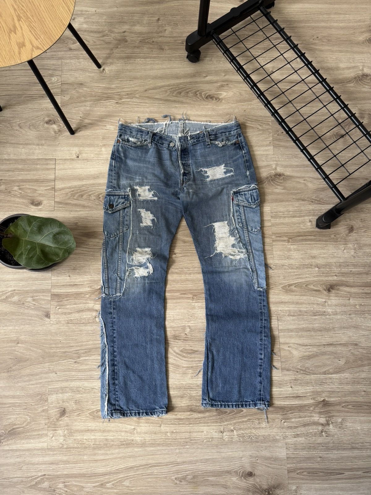 Levi's Vintage Y2K Levi’s Custom Patchwork Distressed Denim Jeans Size US 34 / EU 50 - 1 Thumbnail