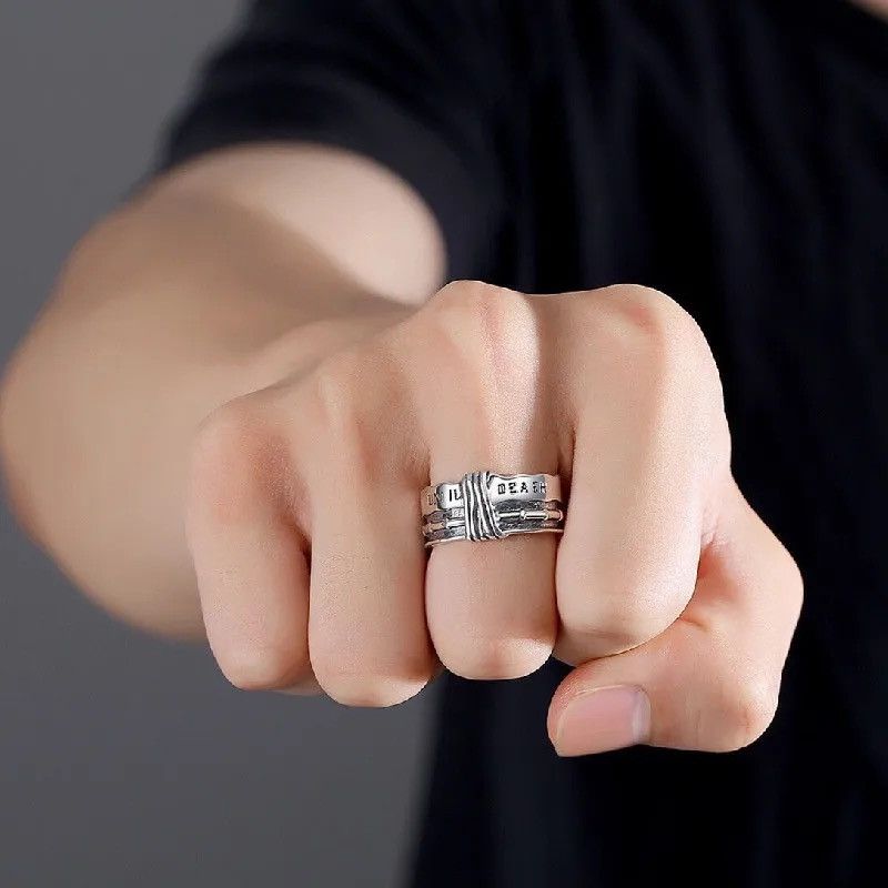 Jewelry × Vintage Hip-hop Punk Vintage Geometric Letters Ring Size ONE SIZE - 2 Thumbnail