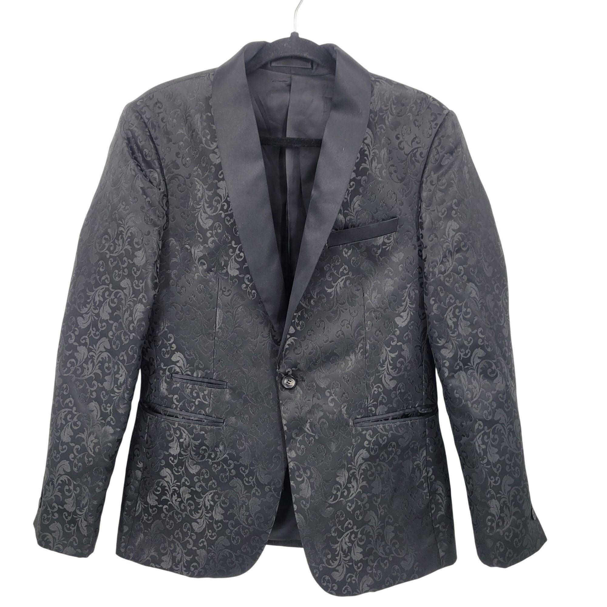 Designer Avanti Milano Paisley Black Jacquard Tuxedo Jacket L Satin S Size L / US 10 / IT 46 - 1 Thumbnail