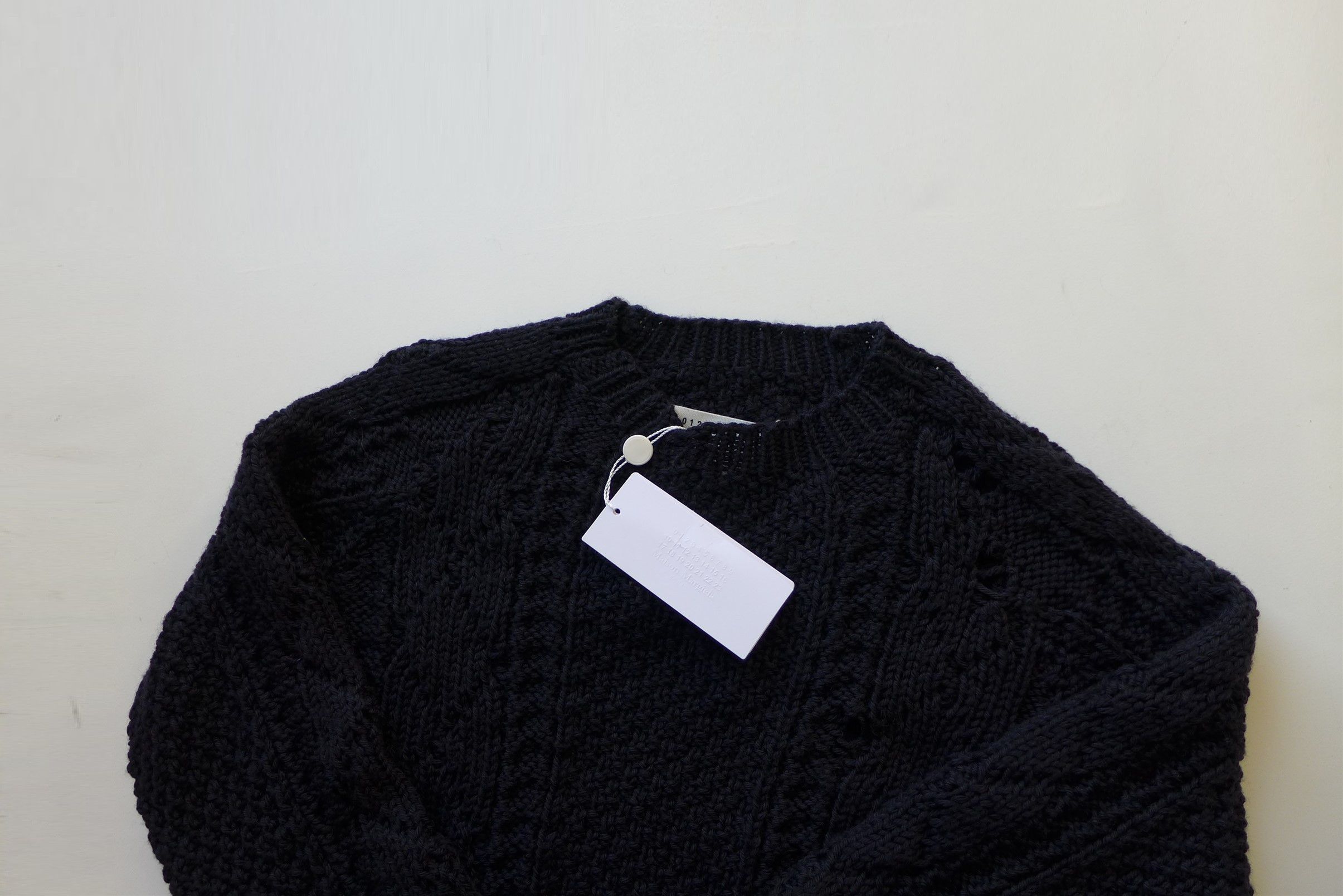 Maison Margiela Margiela Distressed Cable Knit Sweater - Navy Wool Size US M / EU 48-50 / 2 - 7 Thumbnail