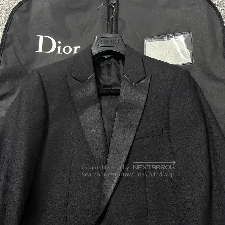 Dior Dior Black satin collared smoking suit Size 44R - 2 Thumbnail