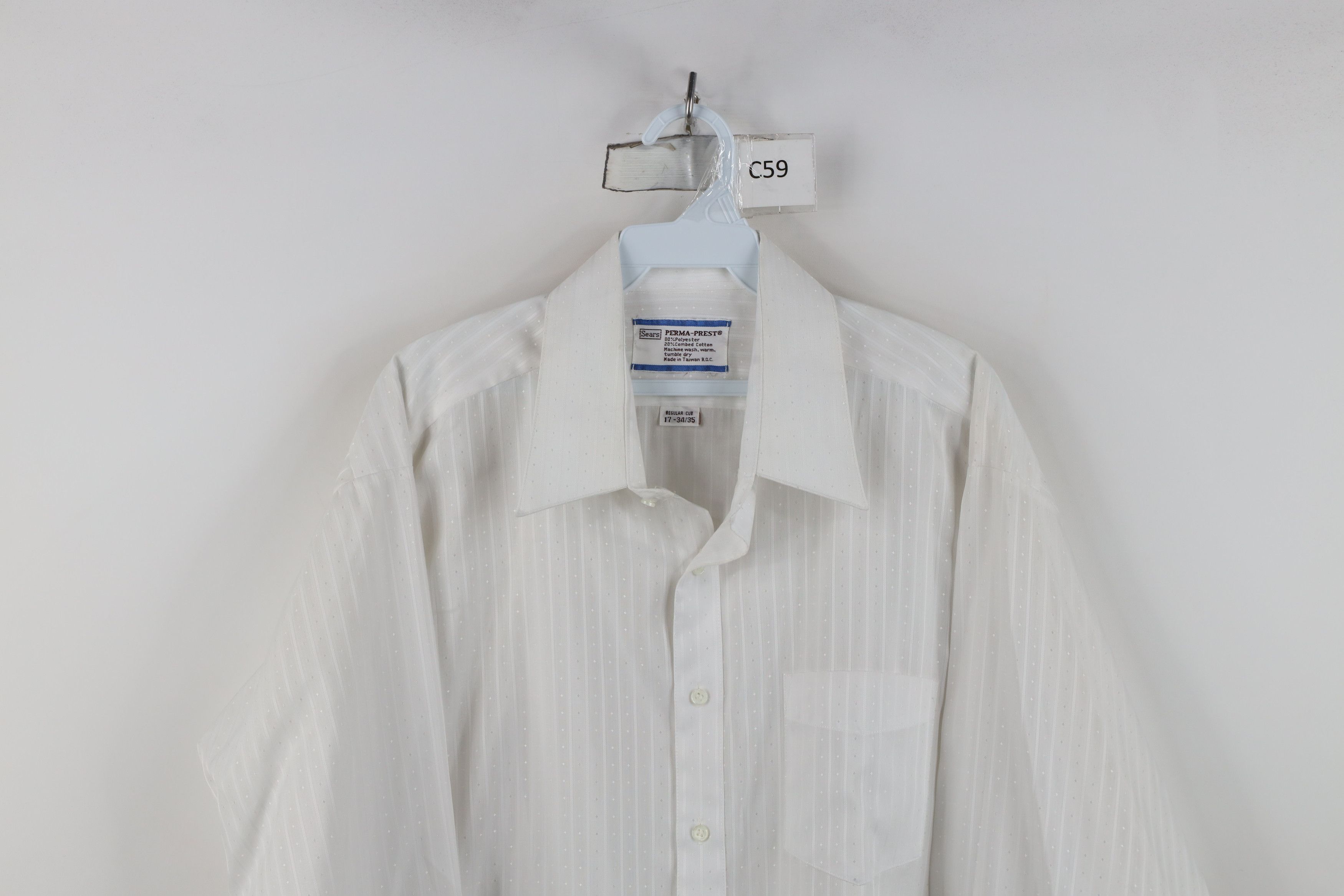 Vintage Vintage 70s Streetwear Diamond Striped Collared Button Shirt Size US M / EU 48-50 / 2 - 2 Thumbnail