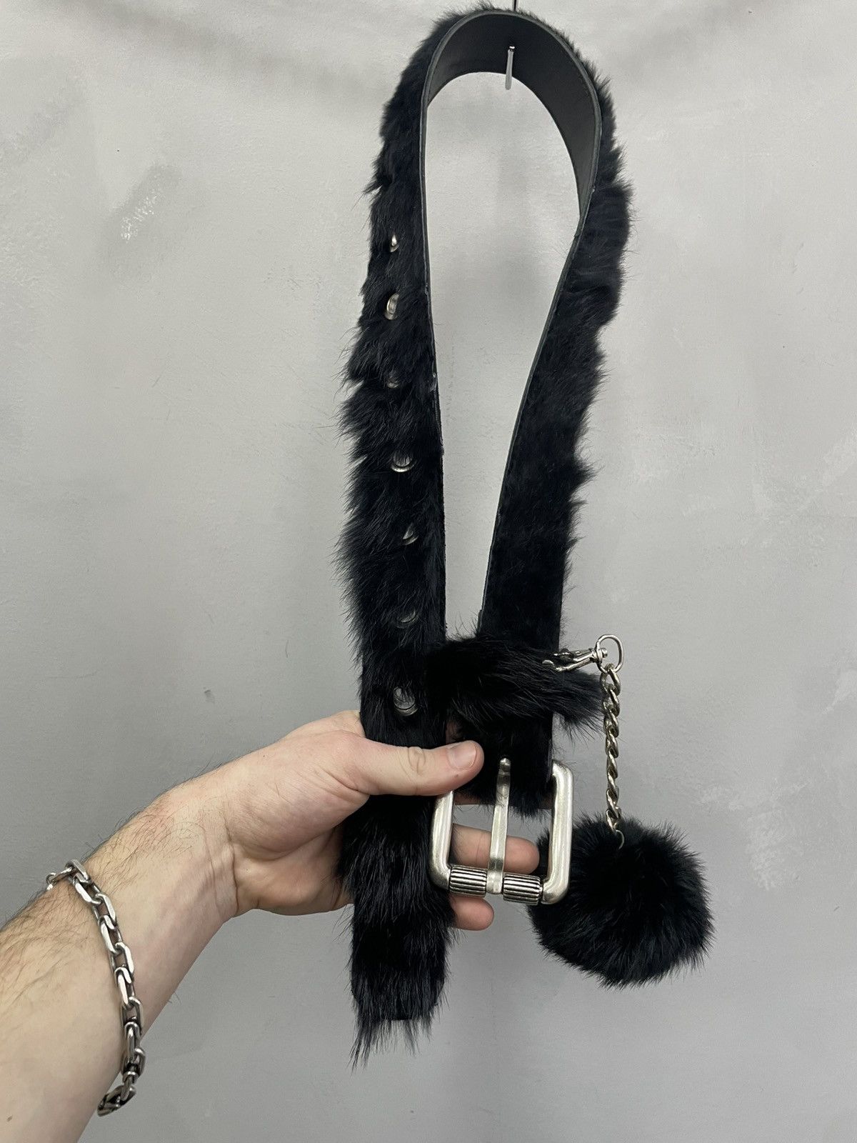 Japanese Brand CRAZY FUR FUZZY FUNKY LEATHER BELT JAPANESE 2000s Y2K Size ONE SIZE - 2 Thumbnail