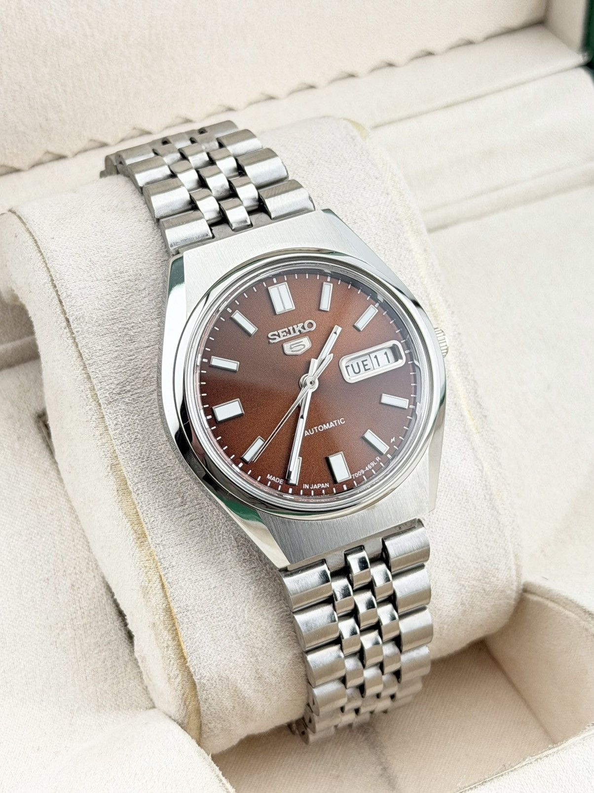 Seiko Vintage Seiko 5 Automatic Watch Brown Dial Men’s Wristwatch Size 36 - 4 Thumbnail