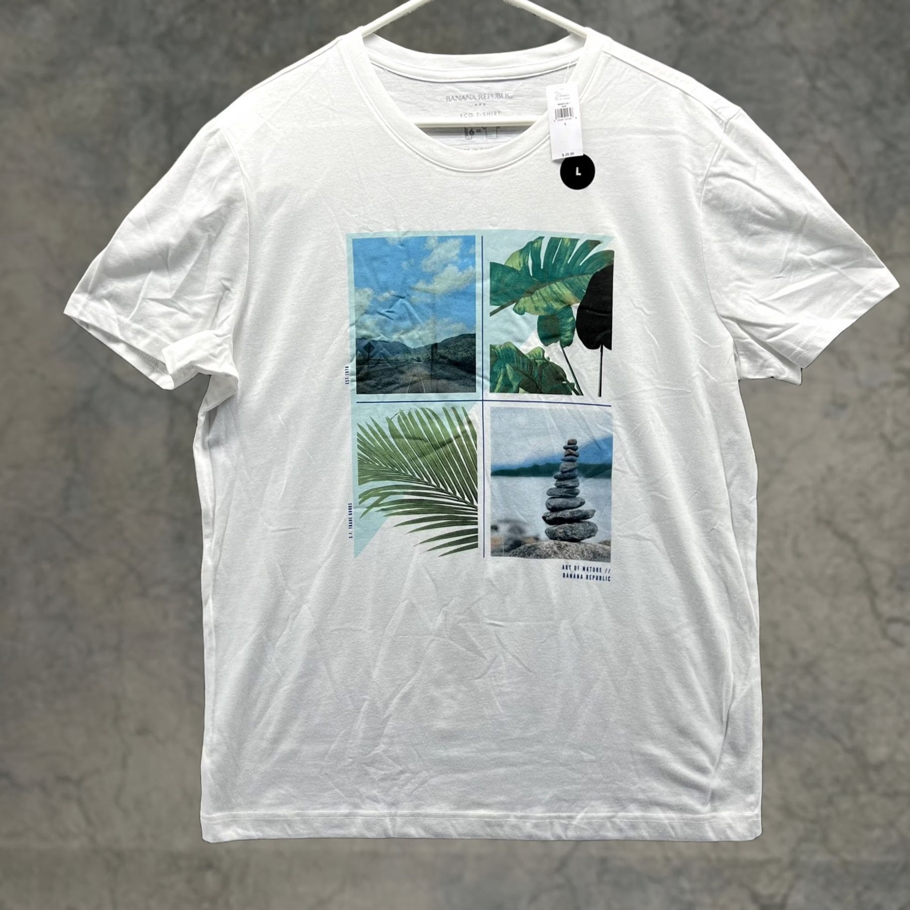 Banana Republic Banana Republic Mens Large White Eco Graphic Nature Travel Photo Tee Shirt LEDC Size US L / EU 52-54 / 3 - 1 Thumbnail