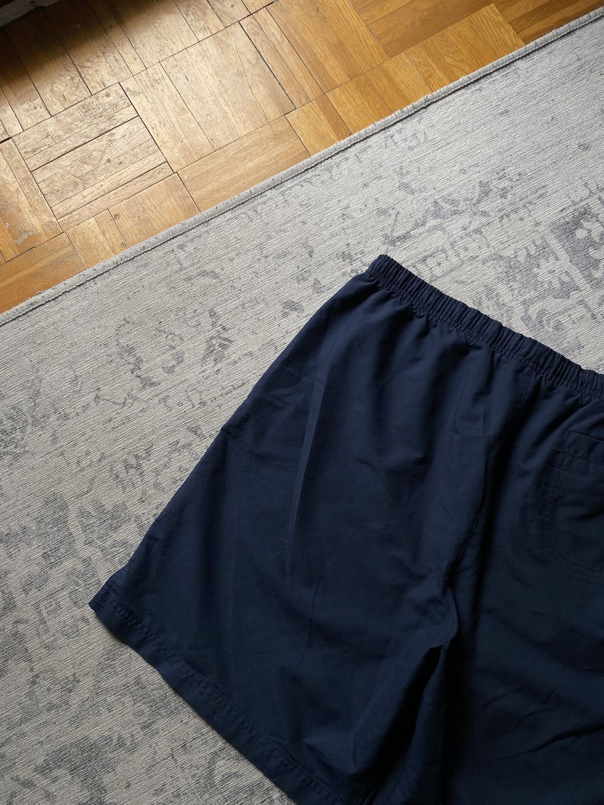 Japanese Brand × Nike × Vintage Vintage Nike Baggy Shorts Mini Swoosh Blue Japanese Drill Size US 34 / EU 50 - 7 Thumbnail