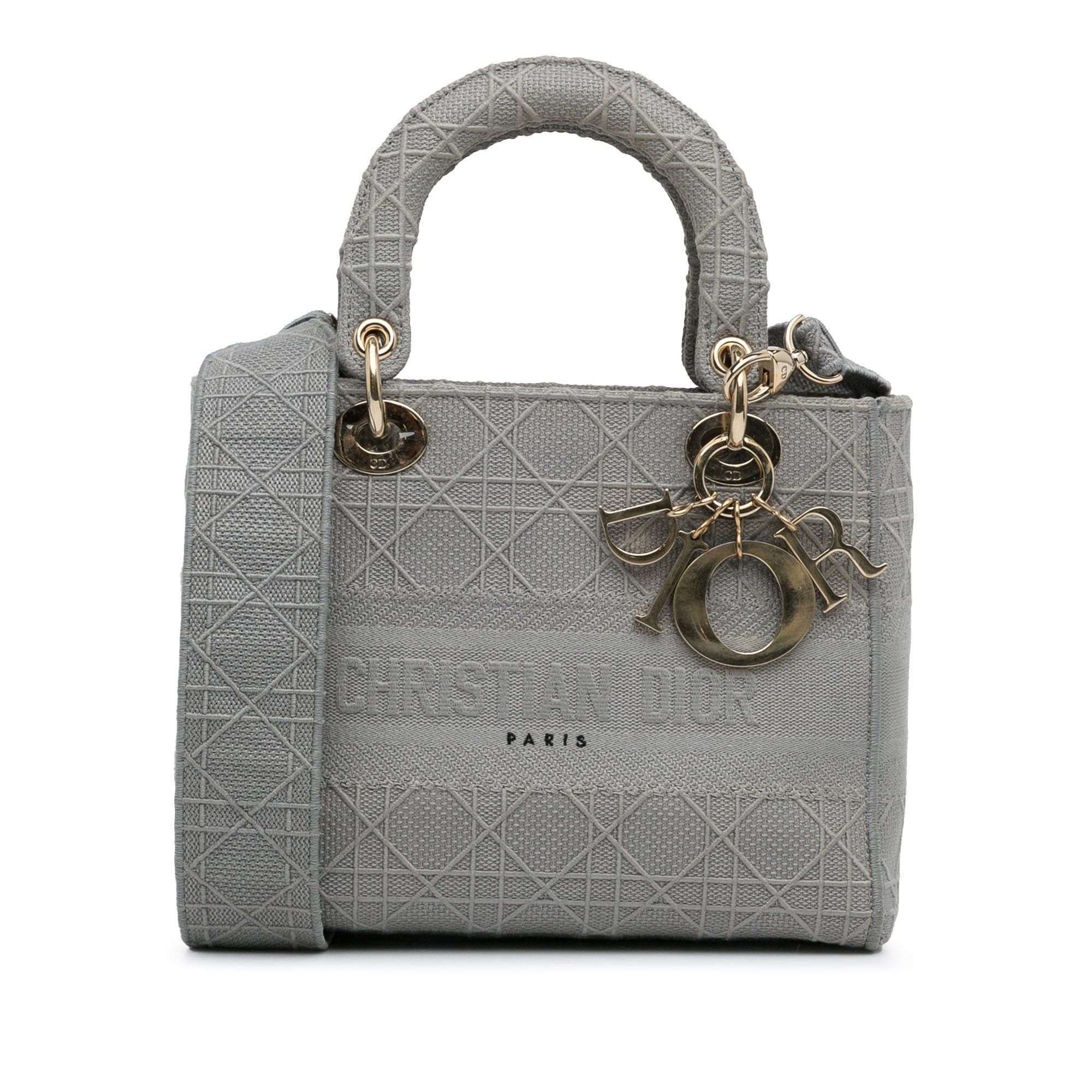 Dior Dior Medium Canvas Cannage Lady D Lite Gray Size ONE SIZE - 1 Thumbnail