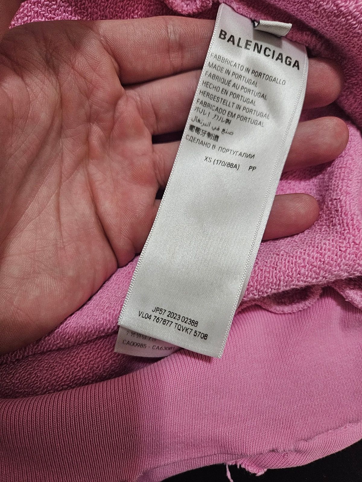 Balenciaga Distressed Pink Nologo Hoodie Size US XS / EU 42 / 0 - 11 Thumbnail