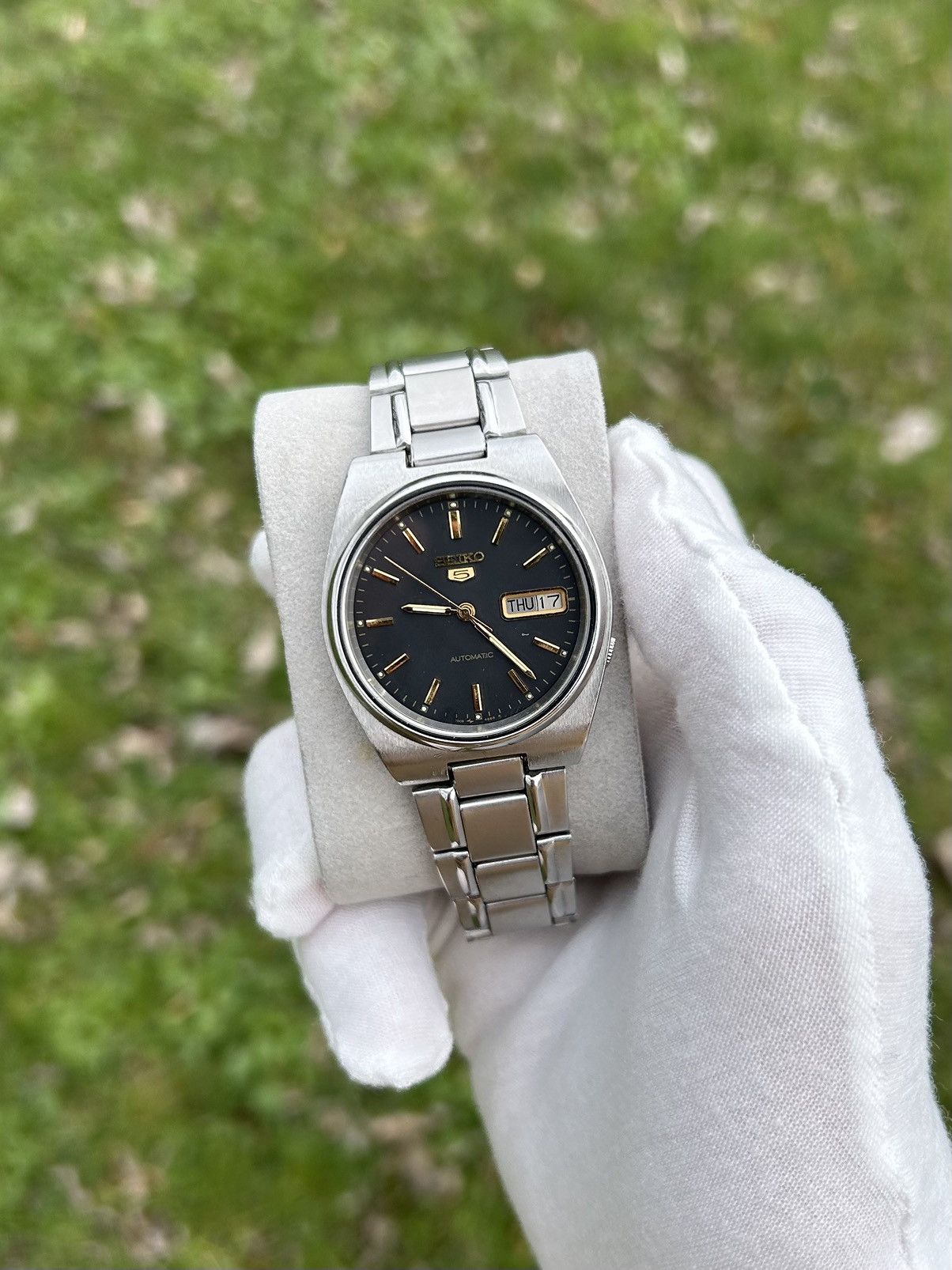 Seiko 5 Watch Automatic Mechanical Japan Made 1990's in Black, Men's