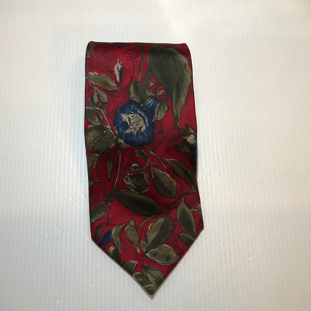 Other Wembley Red Floral Silk Classic Wide Men Necktie Size ONE SIZE - 1 Thumbnail