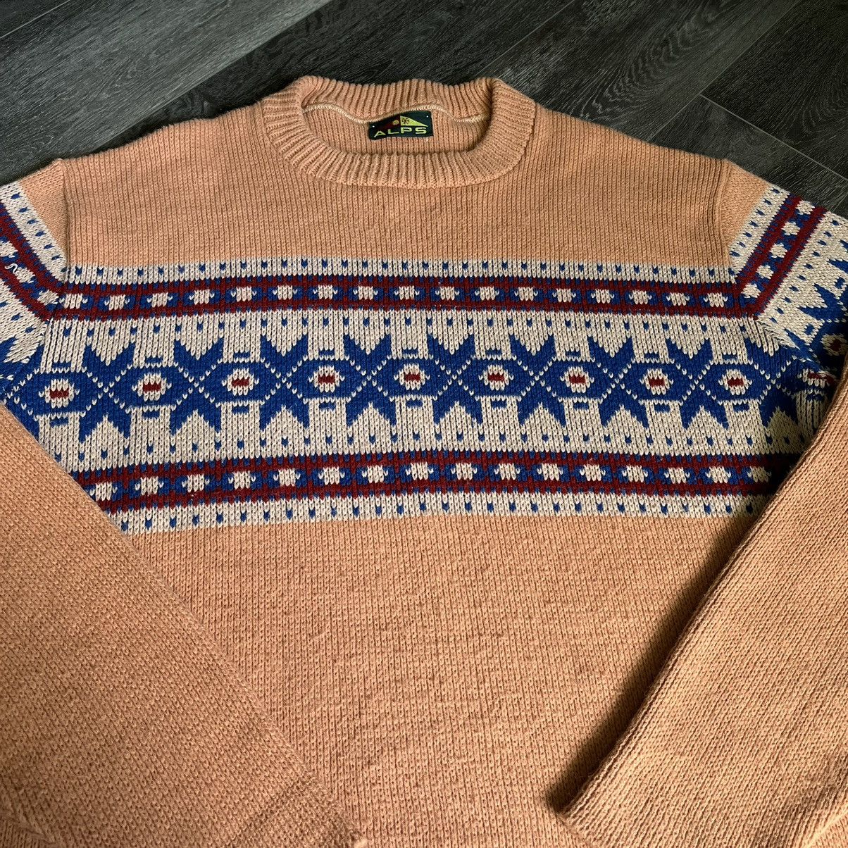 Vintage Vintage 1970s Alps Knitmeister Aztec Logo Peach Wool Sweater Size US XXL / EU 58 / 5 - 4 Thumbnail
