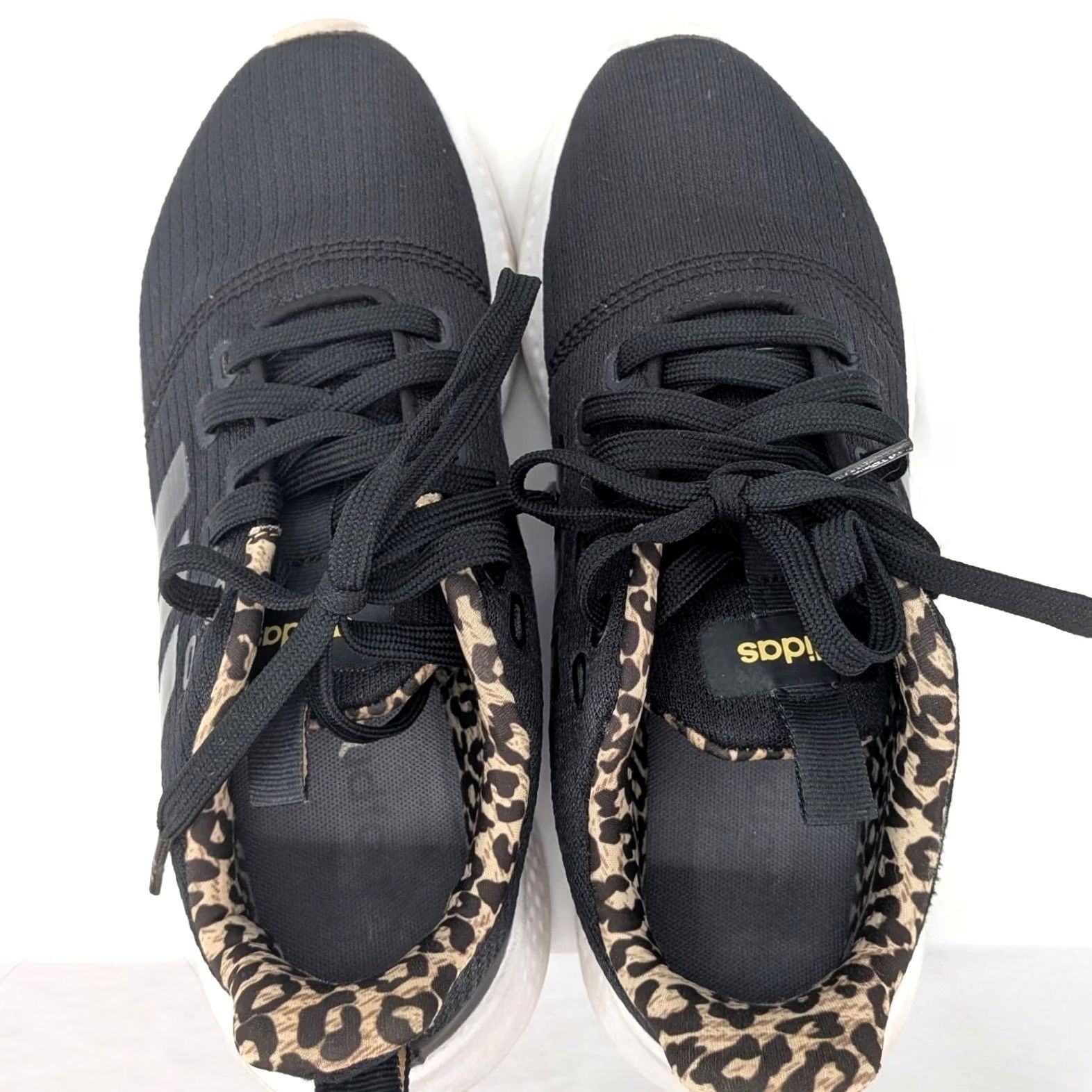Adidas Adidas Sneakers Black Knit Leopard Lined Casual Trainers Sz 7 Women Size US 7 / IT 37 - 2 Thumbnail