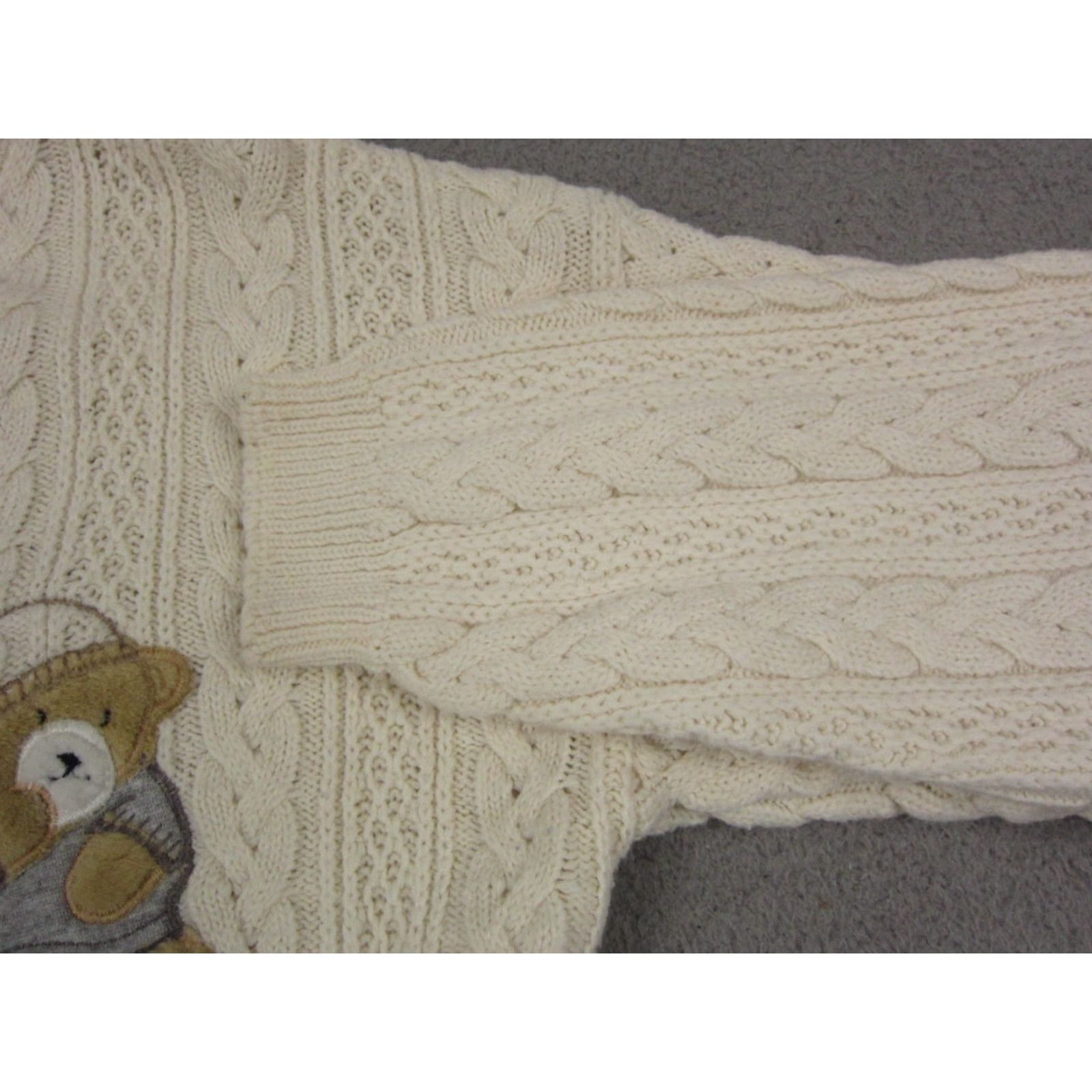 Vintage VINTAGE Together Sweater Womens Large Cream Wool Cable Knit Teddy Bear Ladies Size L / US 10 / IT 46 - 5 Thumbnail