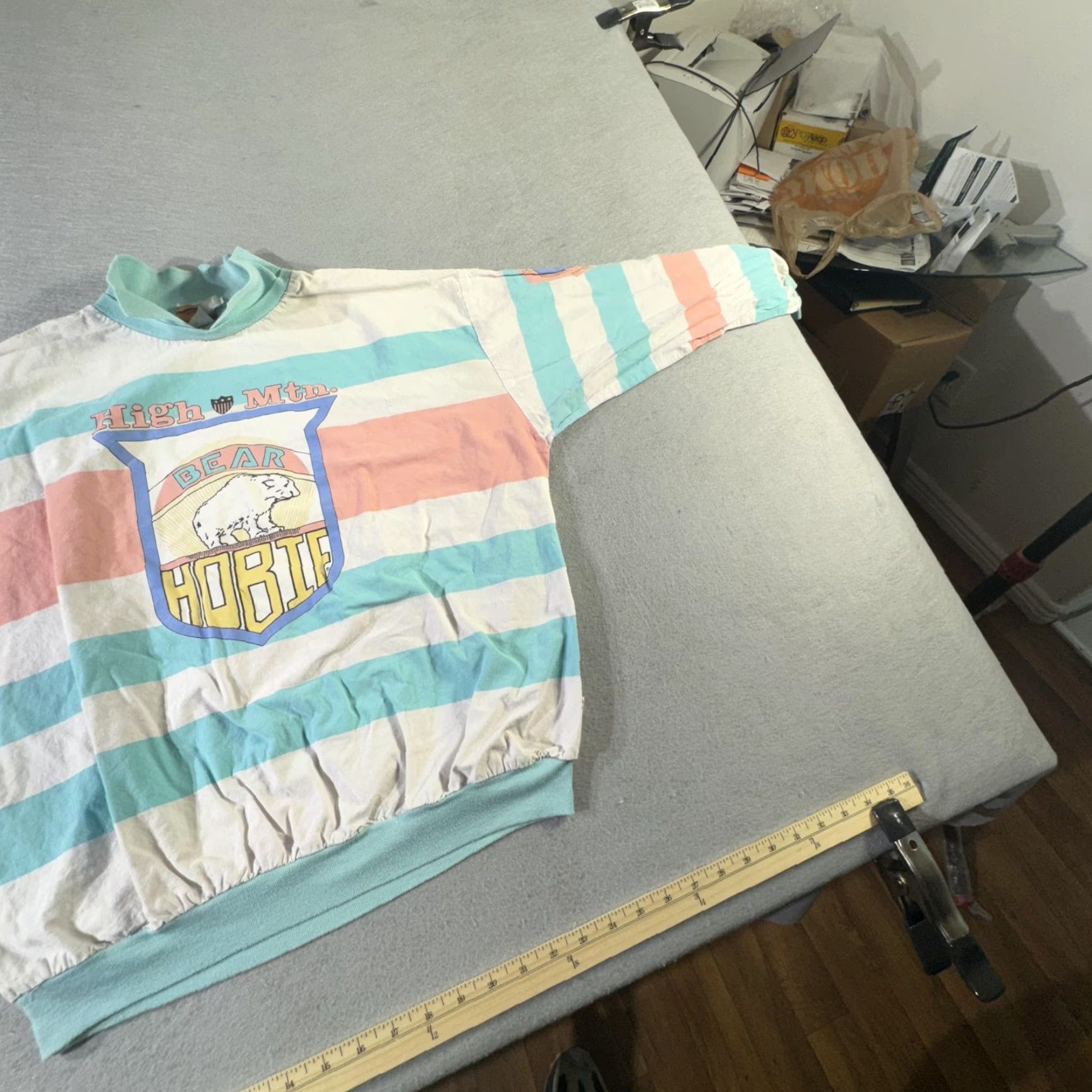 Vintage Vintage Hobie Mens T-Shirt 80s Retro Striped Cotton Pullover Crewneck Medium Pastel Bears Size US M / EU 48-50 / 2 - 3 Thumbnail