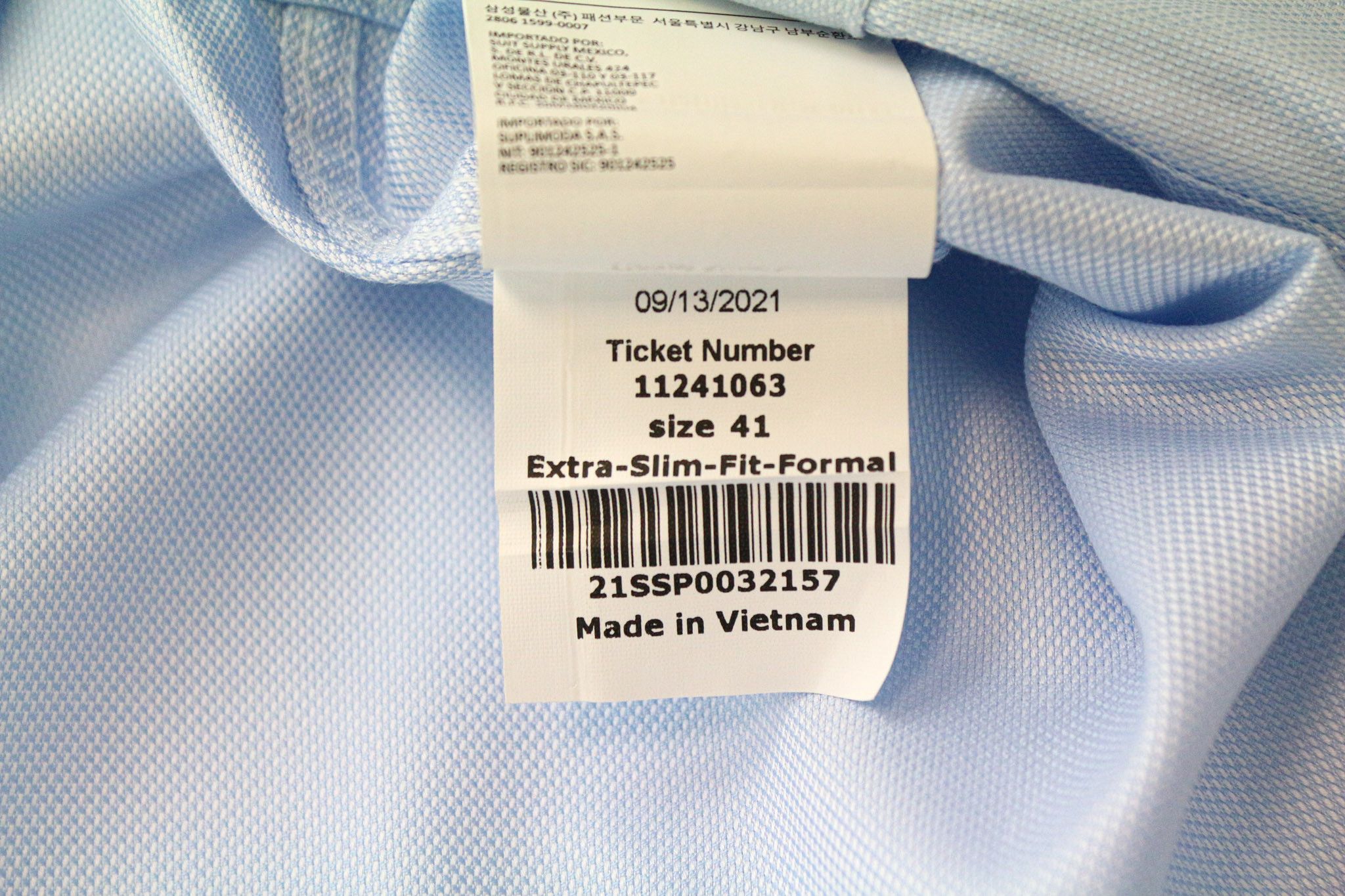 Suitsupply 41 Blue Cotton Extra Slim Melange Traveller Shirt 77432 Size 42R - 7 Thumbnail