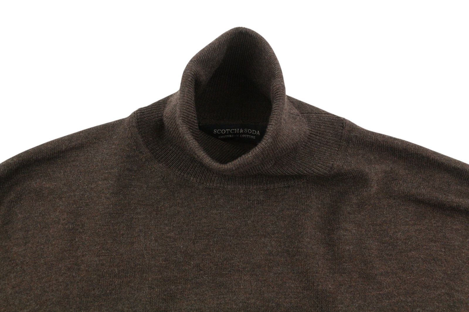 Scotch & Soda L Brown Melange High Neck Knit Jumper 88562 Size US L / EU 52-54 / 3 - 4 Thumbnail