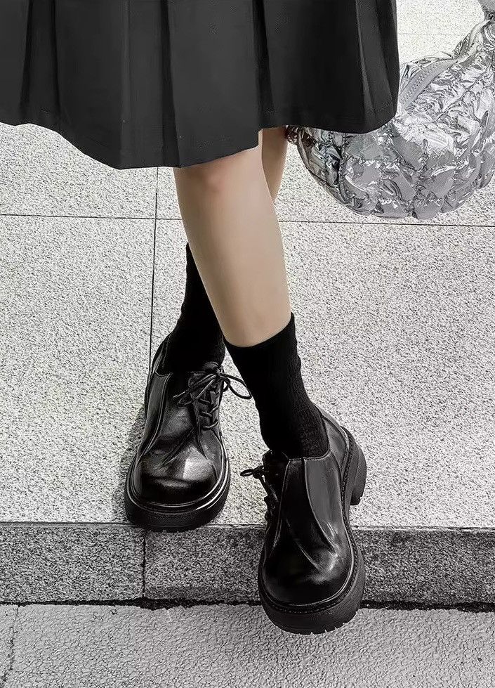 Genuine Leather Real Leather Designer Pleated Platform Solid Casual Boots Size US 10.5 / EU 43-44 - 9 Thumbnail