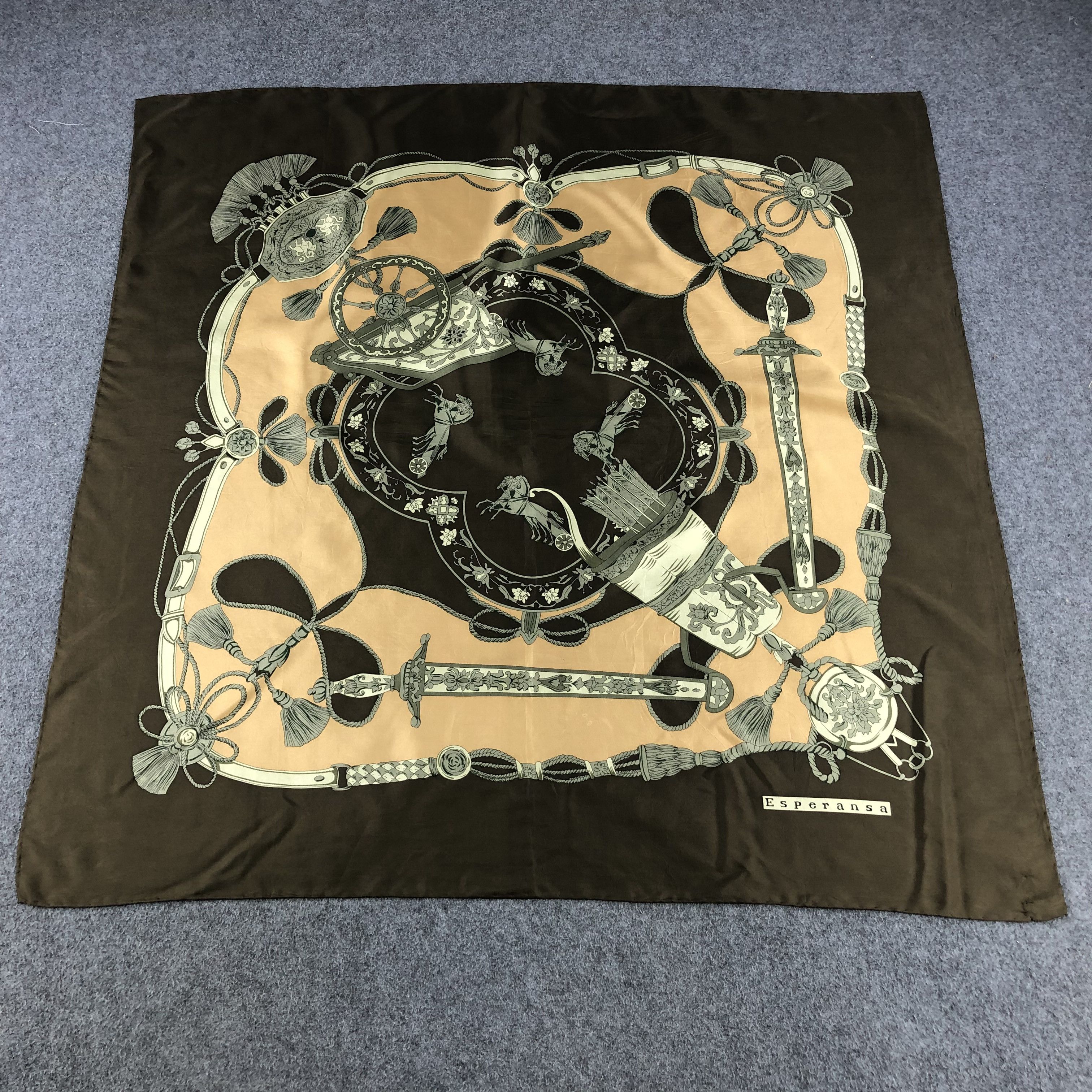 Japanese Brand Esperansa Vintage Luxury Silk Scarf M290 Size ONE SIZE - 2 Thumbnail