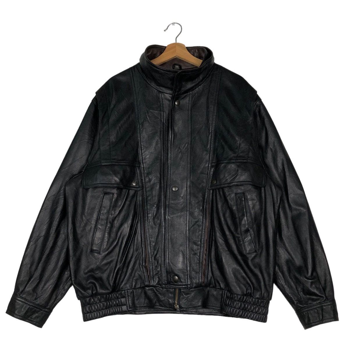 Japanese Brand 🔥Vtg Bomber Jacket Leather Biker Wind Armor Nichiwa Japan Size US L / EU 52-54 / 3 - 1 Thumbnail