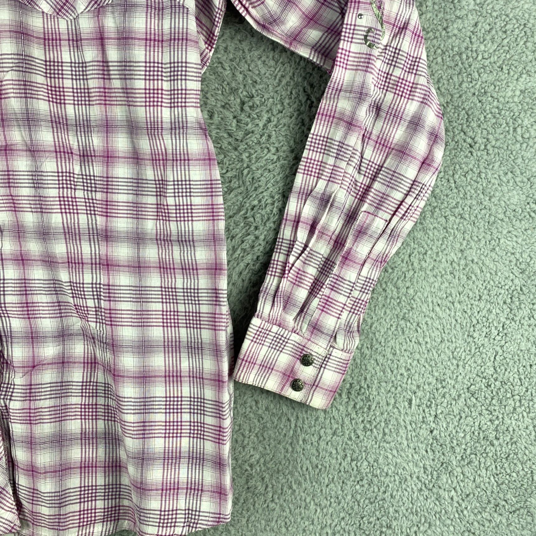 Wrangler VINTAGE Wrangler Rock 47 Pearl Snap Shirt Western Plaid Men’s Large Pink 47-32 Rhinestone Snap Closure Size US L / EU 52-54 / 3 - 2 Thumbnail