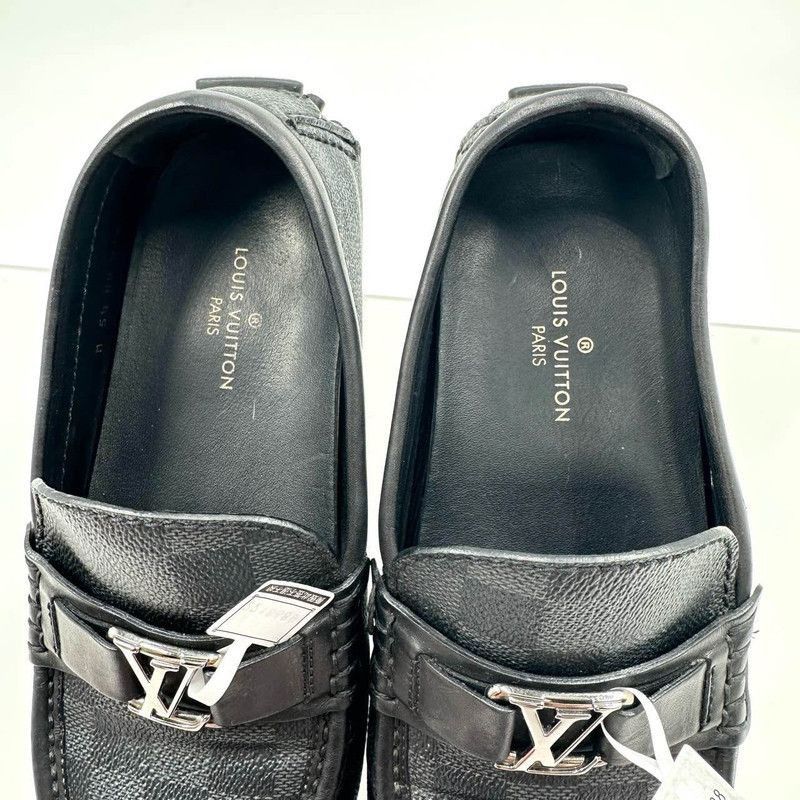 Louis Vuitton Black Leather Slip-On Casual Shoes -