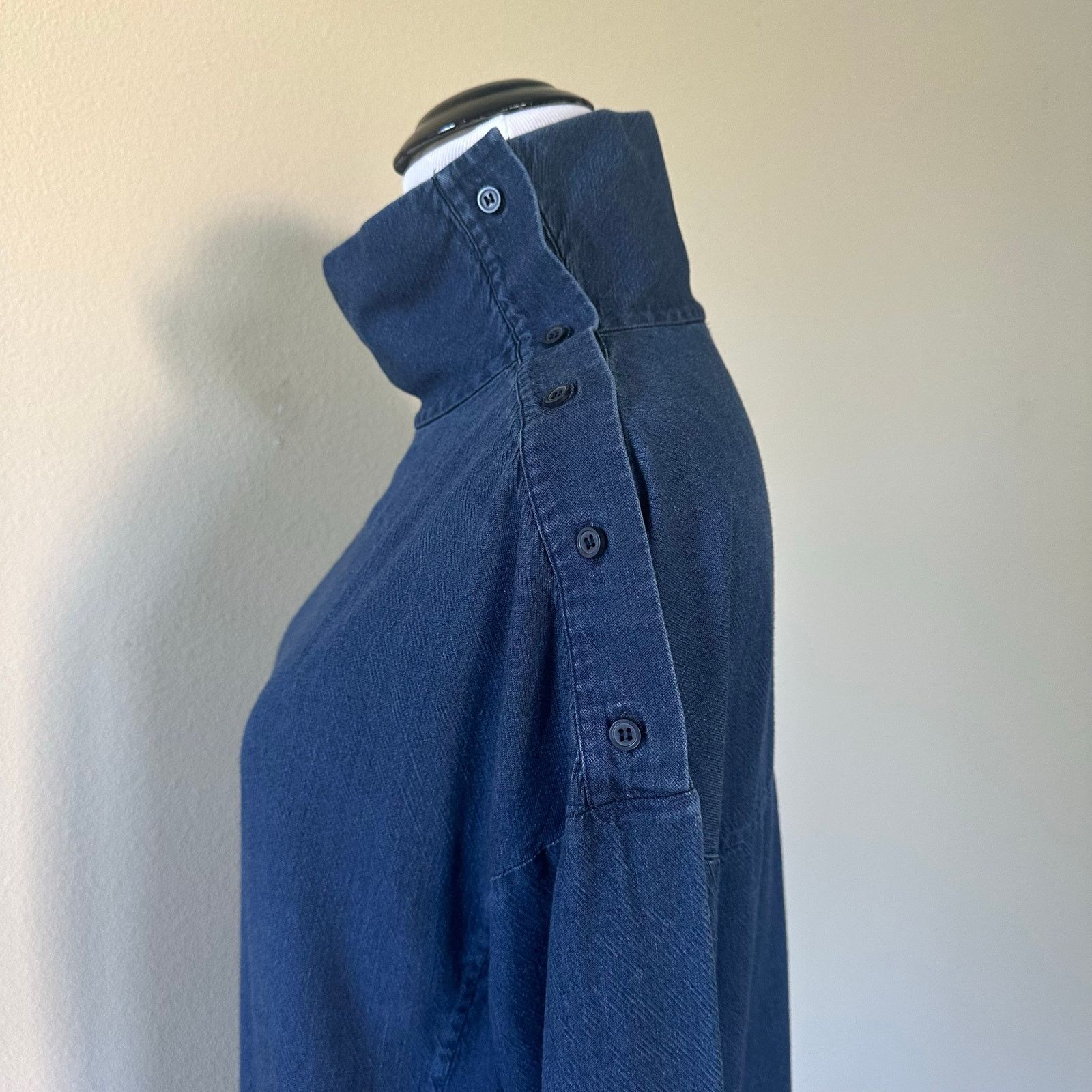 Cos COS Navy Denim Funnel Neck Shift Dress Size 2 Size XS / US 0-2 / IT 36-38 - 11 Thumbnail