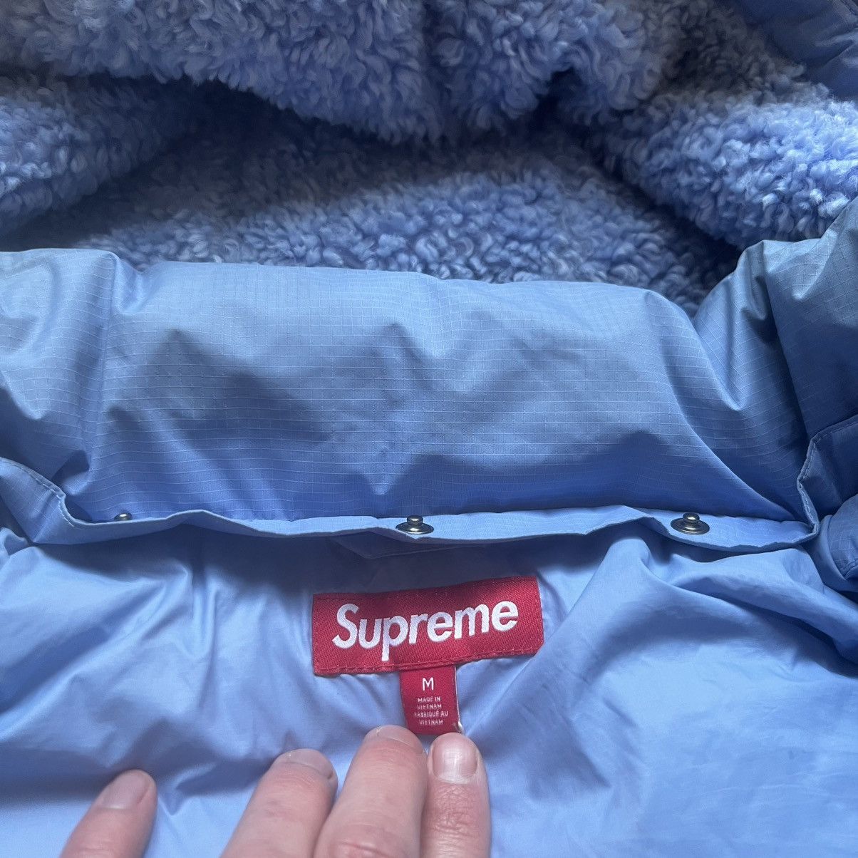 Supreme Supreme Facemask Fill-700 Down Puffer Jacket Light Blue M Size US M / EU 48-50 / 2 - 6 Thumbnail
