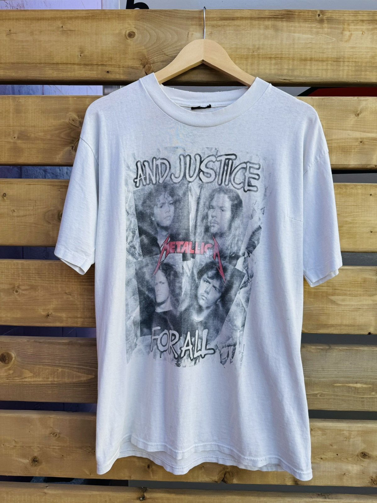 image of Band Tees x Metallica Vintage 1988 Metallica And Justice For All Band Tee in White (Size Large)