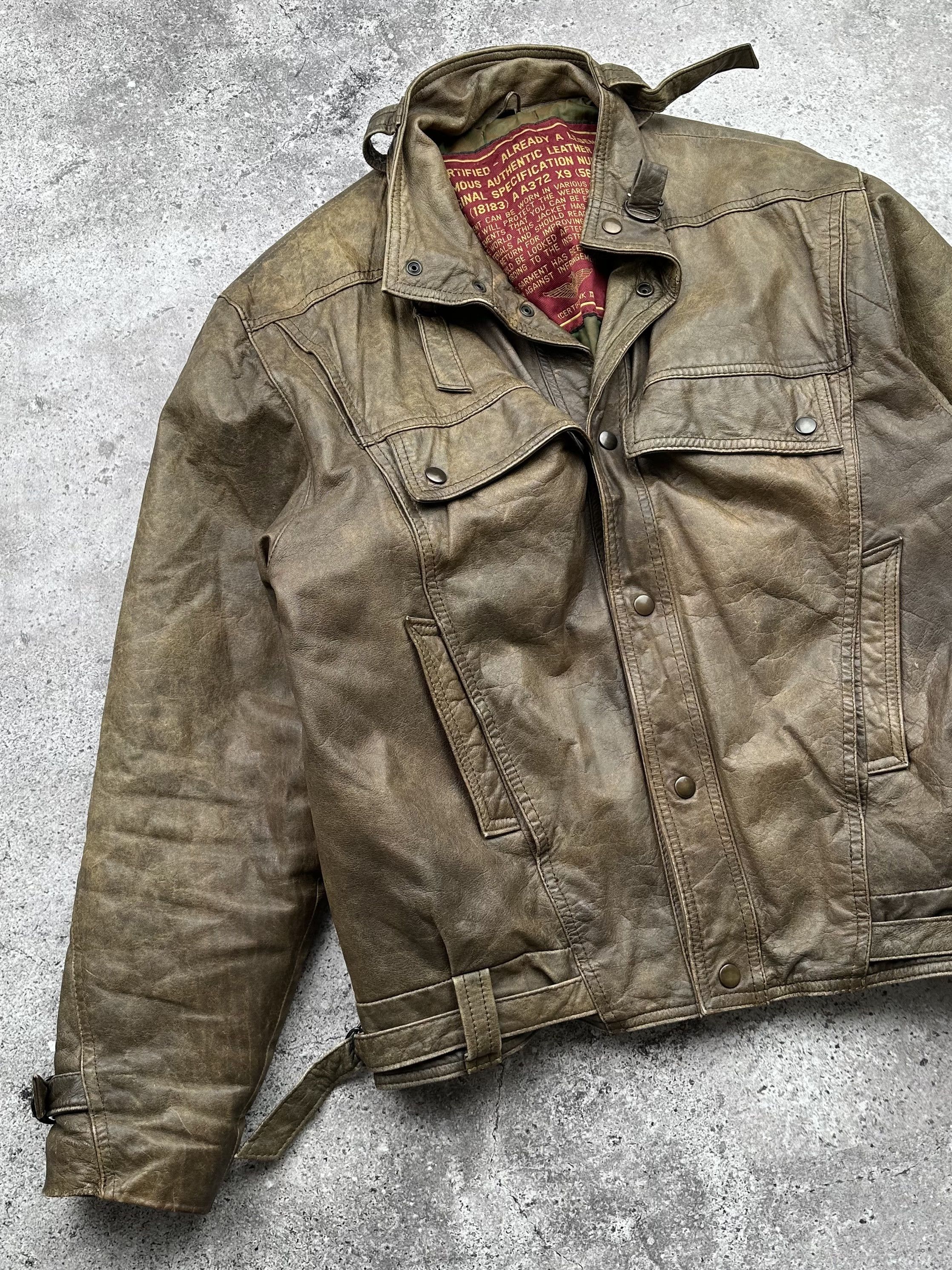 Genuine Leather Vintage Bondage Faded Leather Military Jacket C2(V13) Size US M / EU 48-50 / 2 - 2 Thumbnail