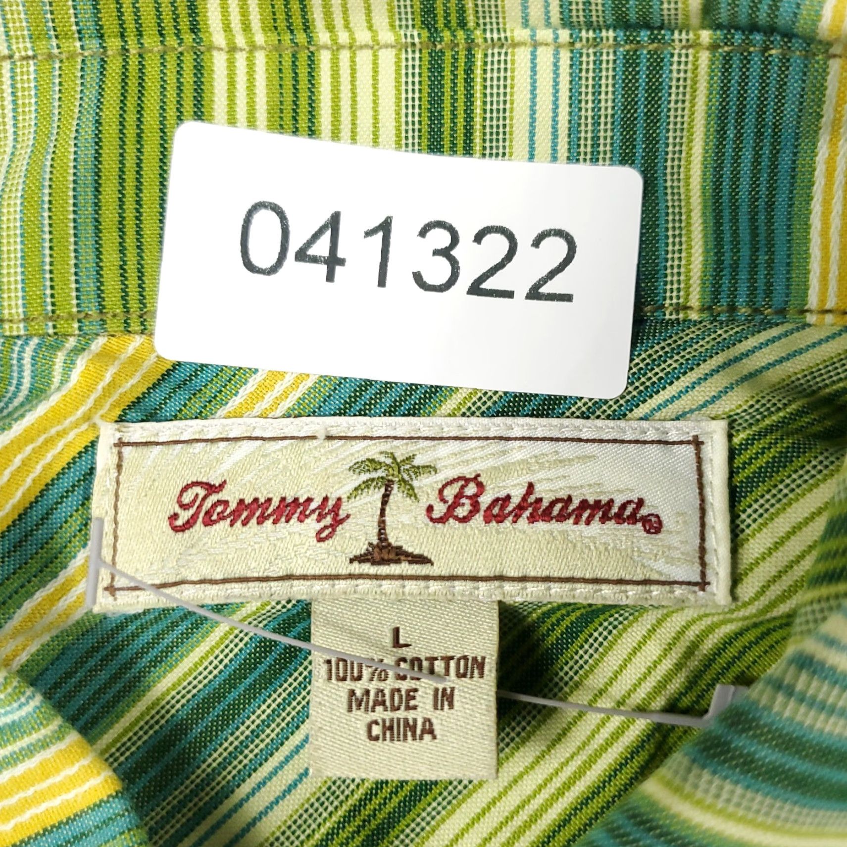 Tommy Bahama Tommy Bahama Shirt Mens Large Green Striped Cotton Button Up Long Sleeve Size US L / EU 52-54 / 3 - 6 Thumbnail