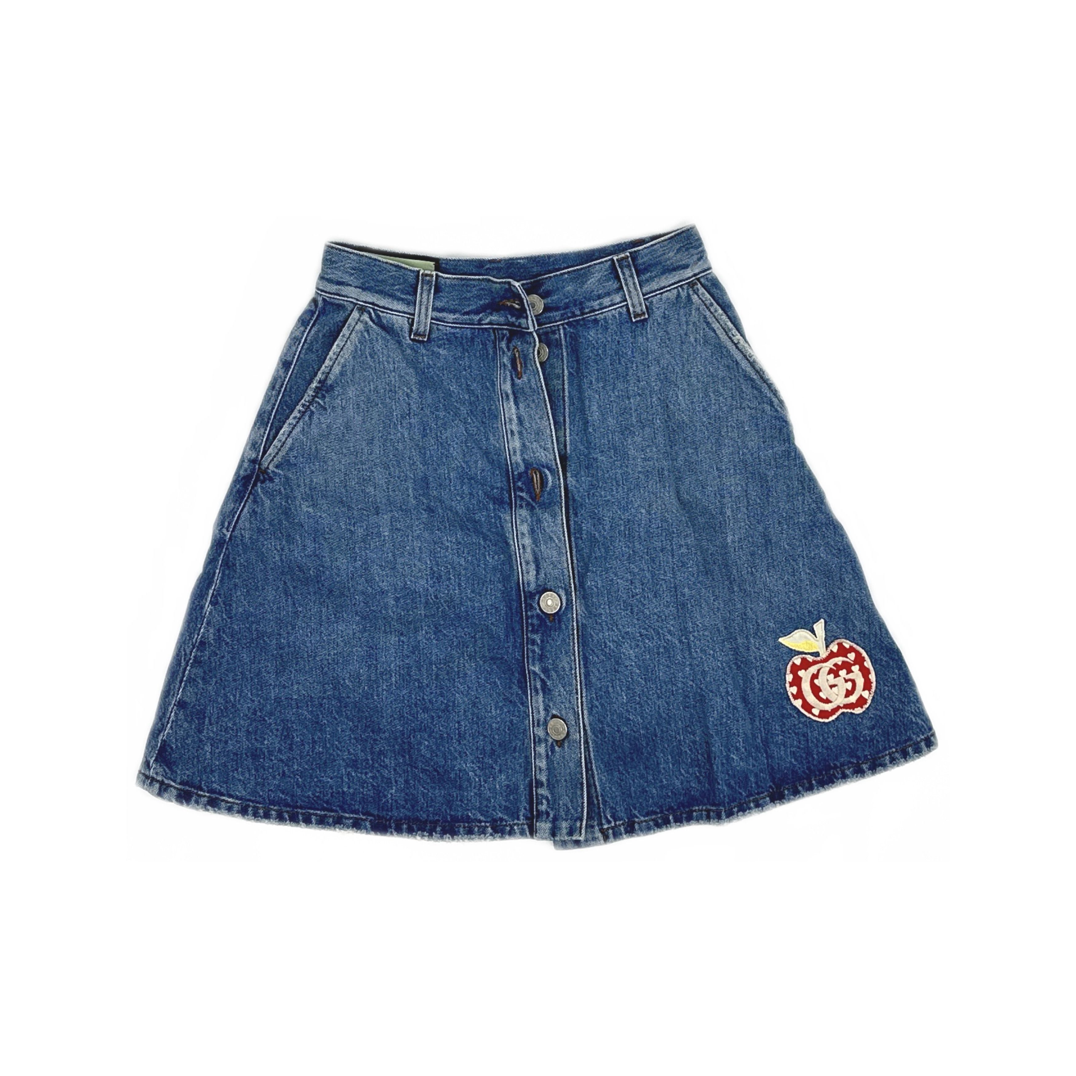 Gucci Gucci Apple Logo Patch Denim Mini Skirt Size 38 Size 26" / US 2 / IT 38 - 1 Thumbnail